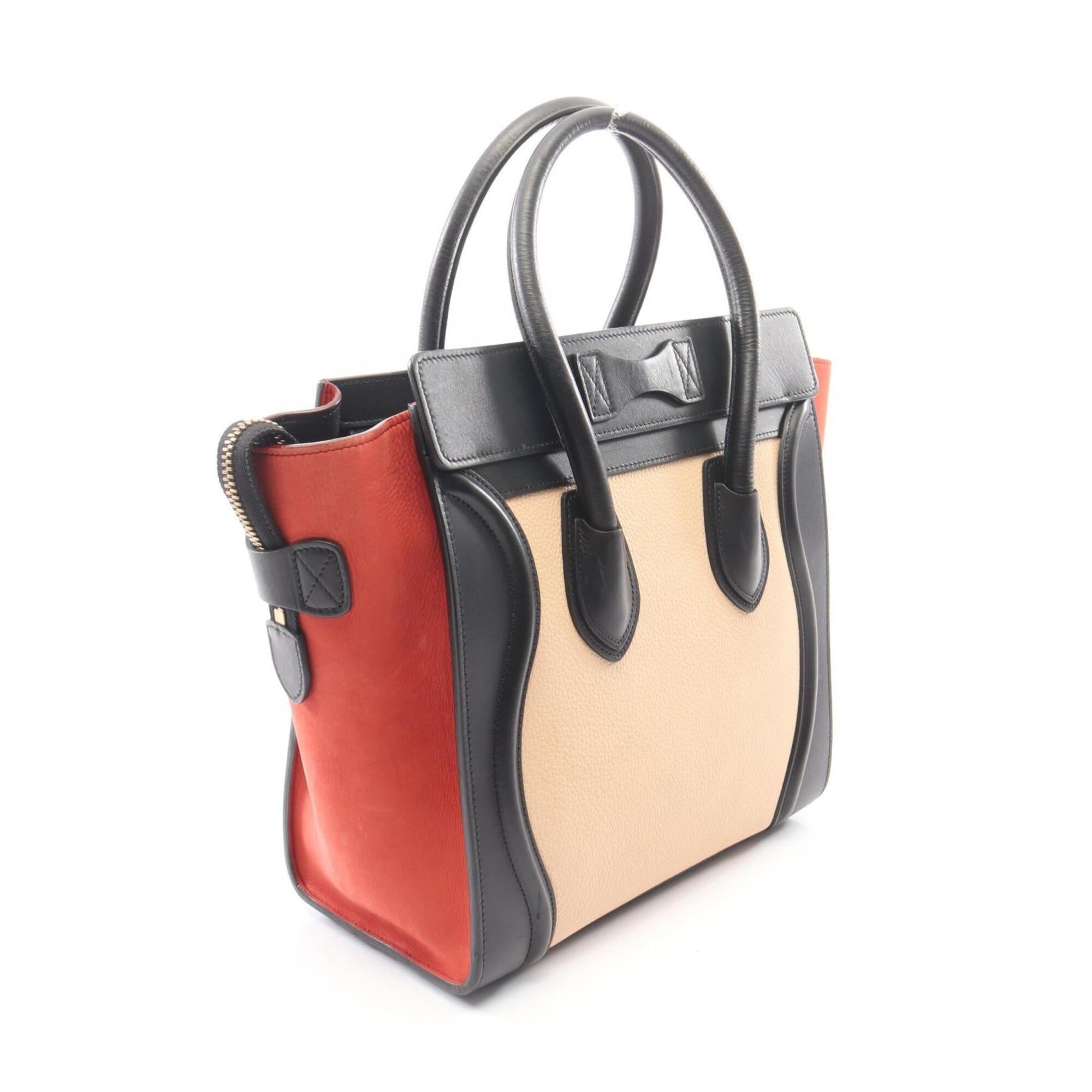 Celine Black Ivory Red Color Leather Handbag Tote Bag (Pre-Owned)