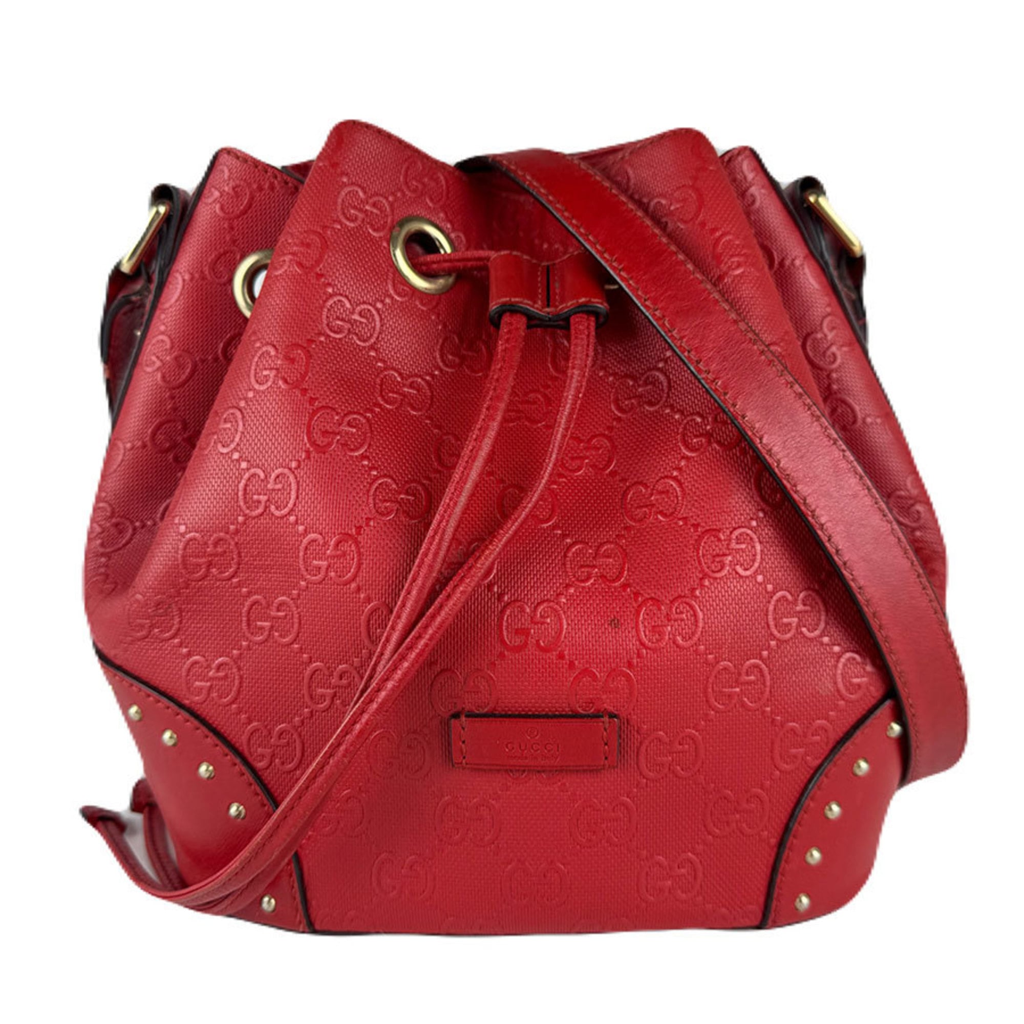 Gucci Red Color Leather Shoulder Bag (Pre-Owned)