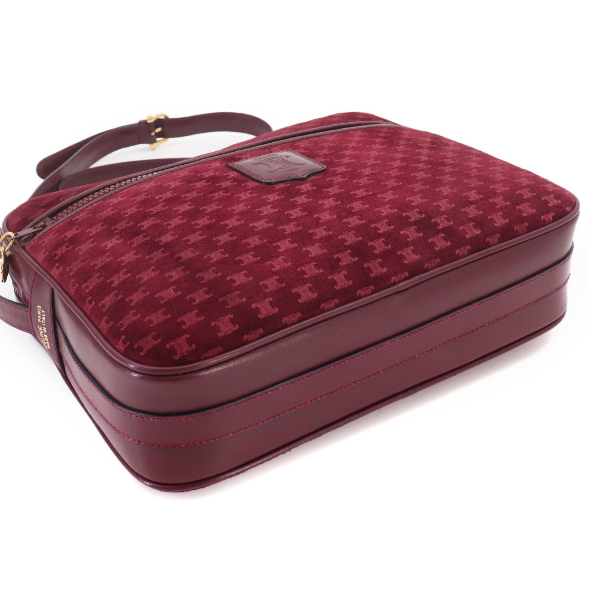 Celine Bordeaux Suede Leather Shoulder Bag (Pre-Owned)
