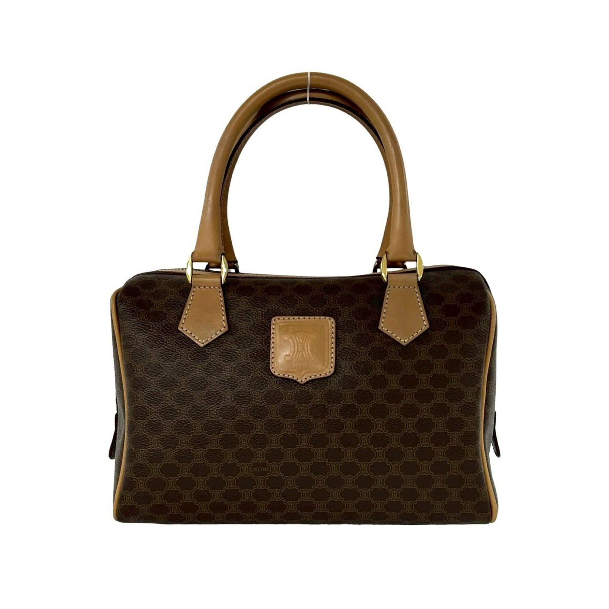 Celine Brown Leather Pvc Boston Bag Handbag (Pre-Owned)