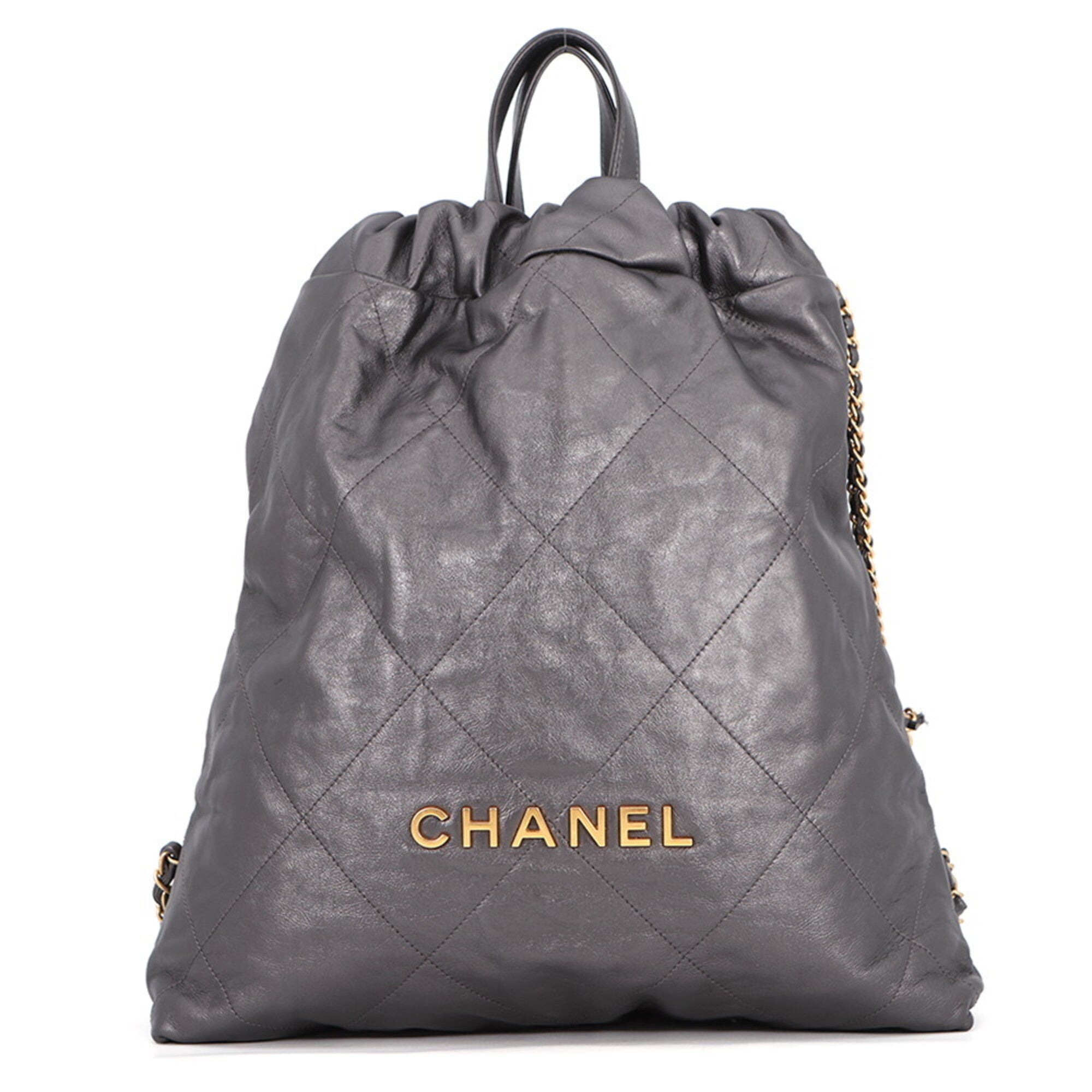 Chanel Gray Leather Handbag (Pre-Owned)