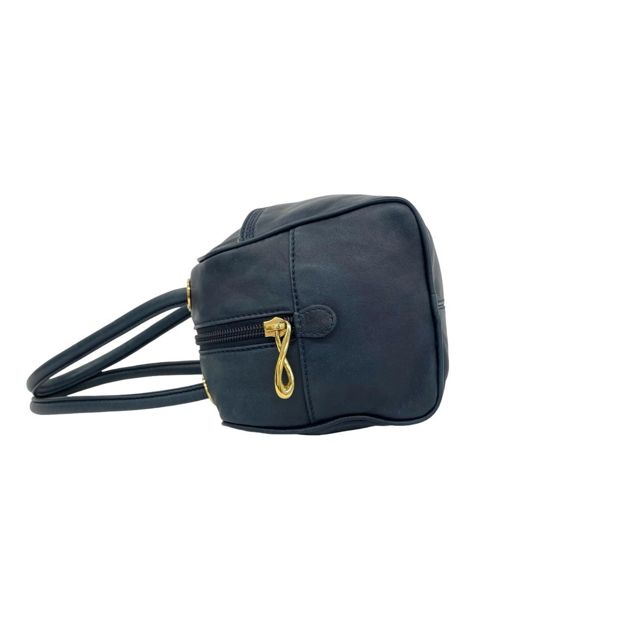 Loewe Navy Leather Boston Bag Handbag (Pre-Owned)