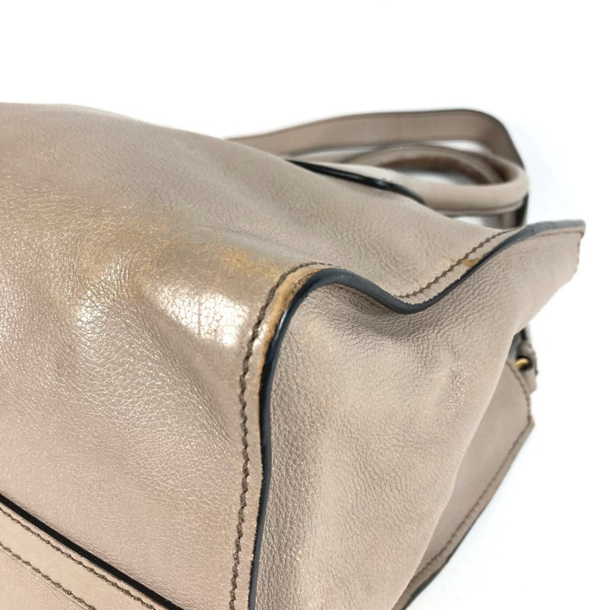 Prada Beige Leather Handbag Shoulder Bag Tote Bag (Pre-Owned)