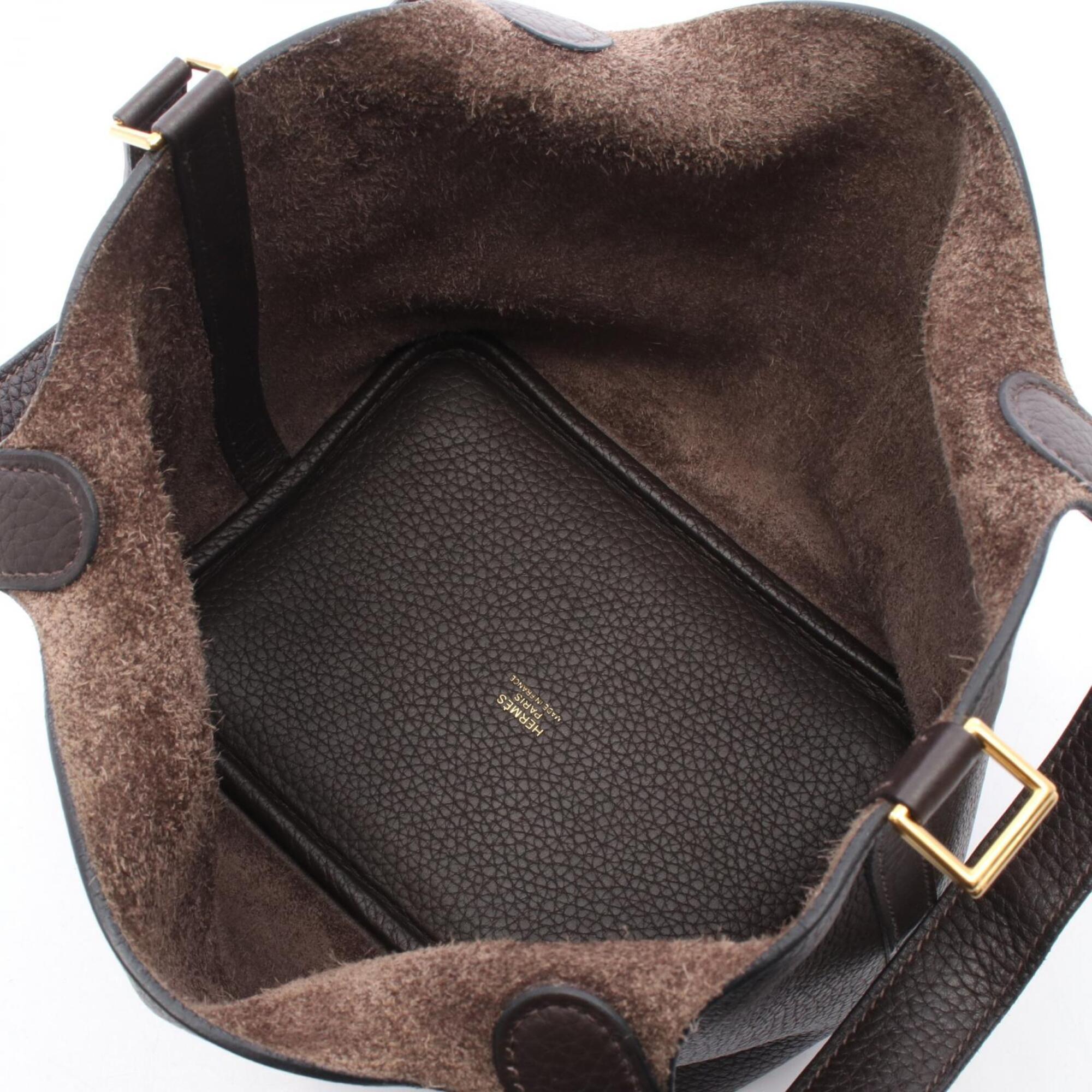 Hermes Brown Ebene Taurillon Clemence Leather Leather Handbag (Pre-Owned)