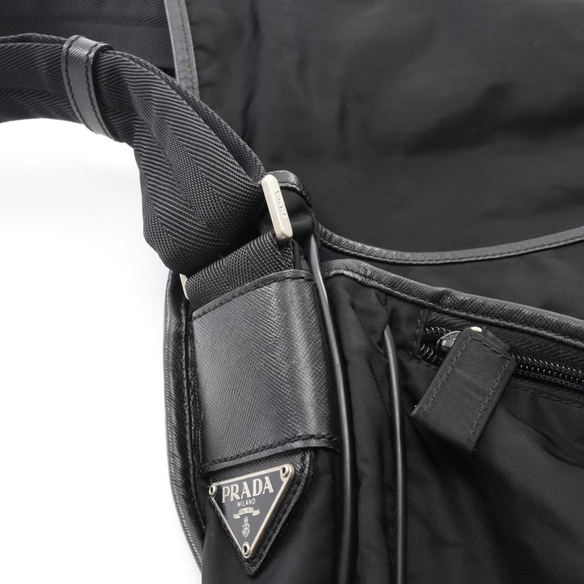 Prada Black Nylon Saffiano Triangle Handbag Shoulder Bag (Pre-Owned)
