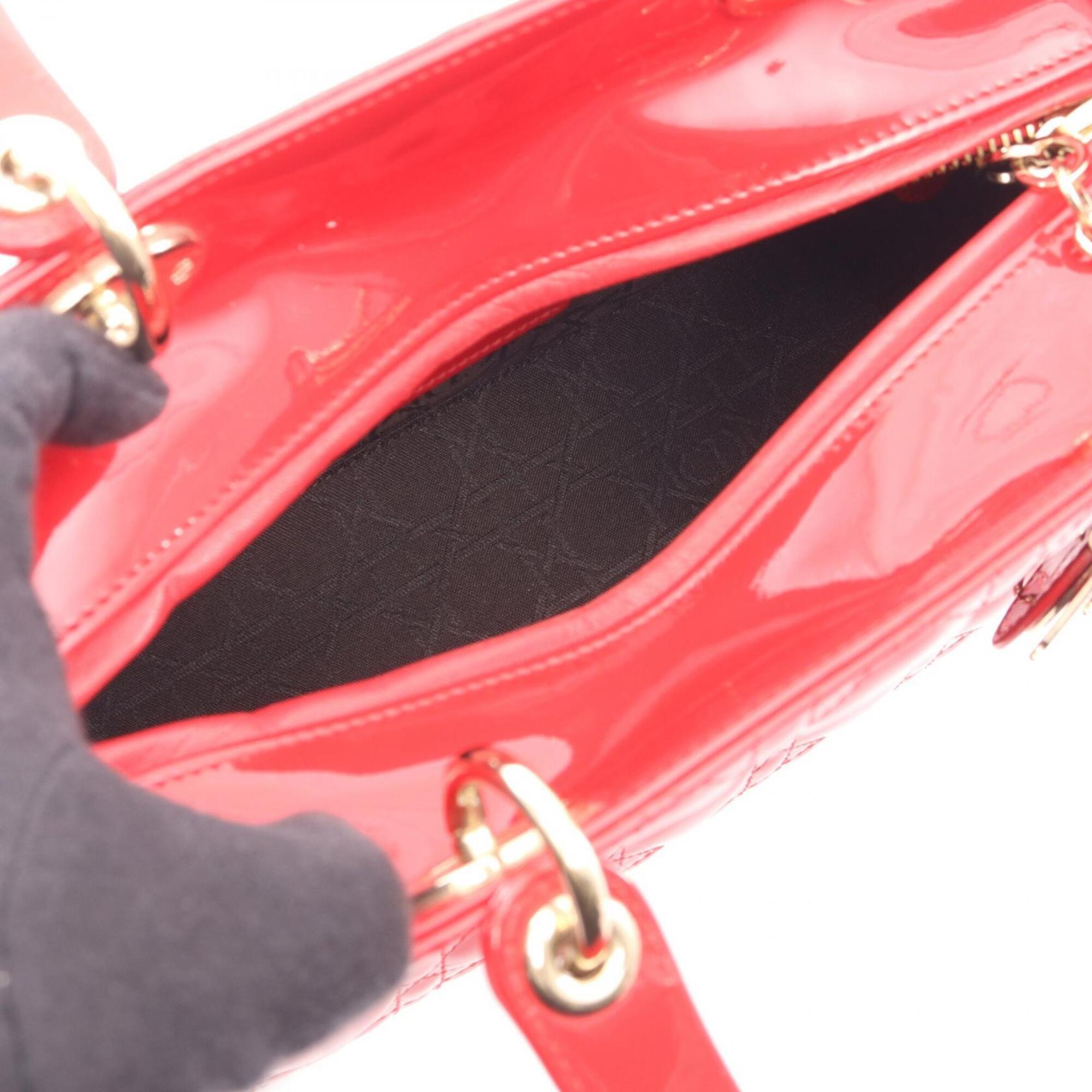 Christian Dior Red Color Patent Leather Handbag (Pre-Owned)