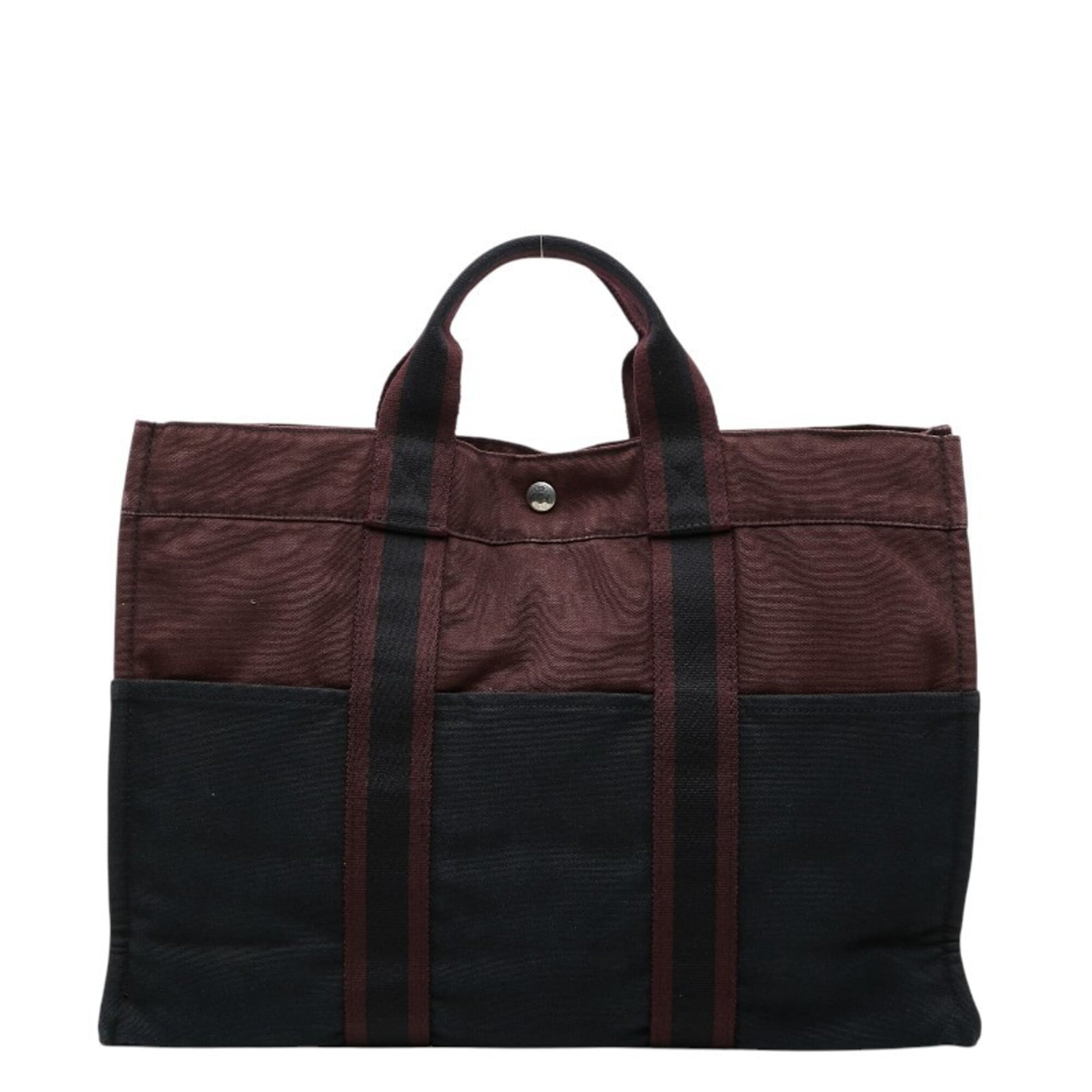 Hermes Black Canvas Handbag Tote Bag (Pre-Owned)