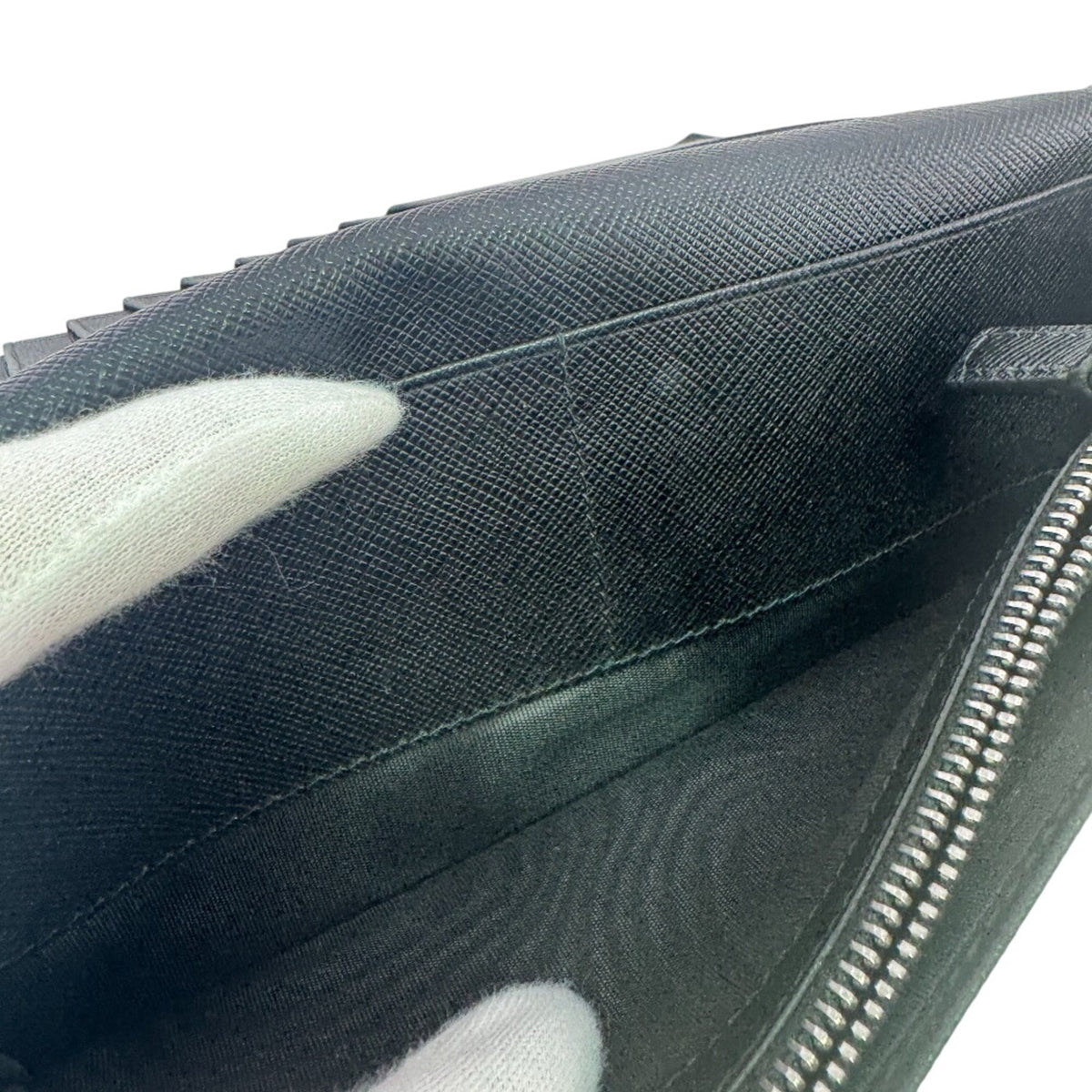 Prada Saffiano Navy Leather Long Wallet (Bi-Fold) (Pre-Owned)