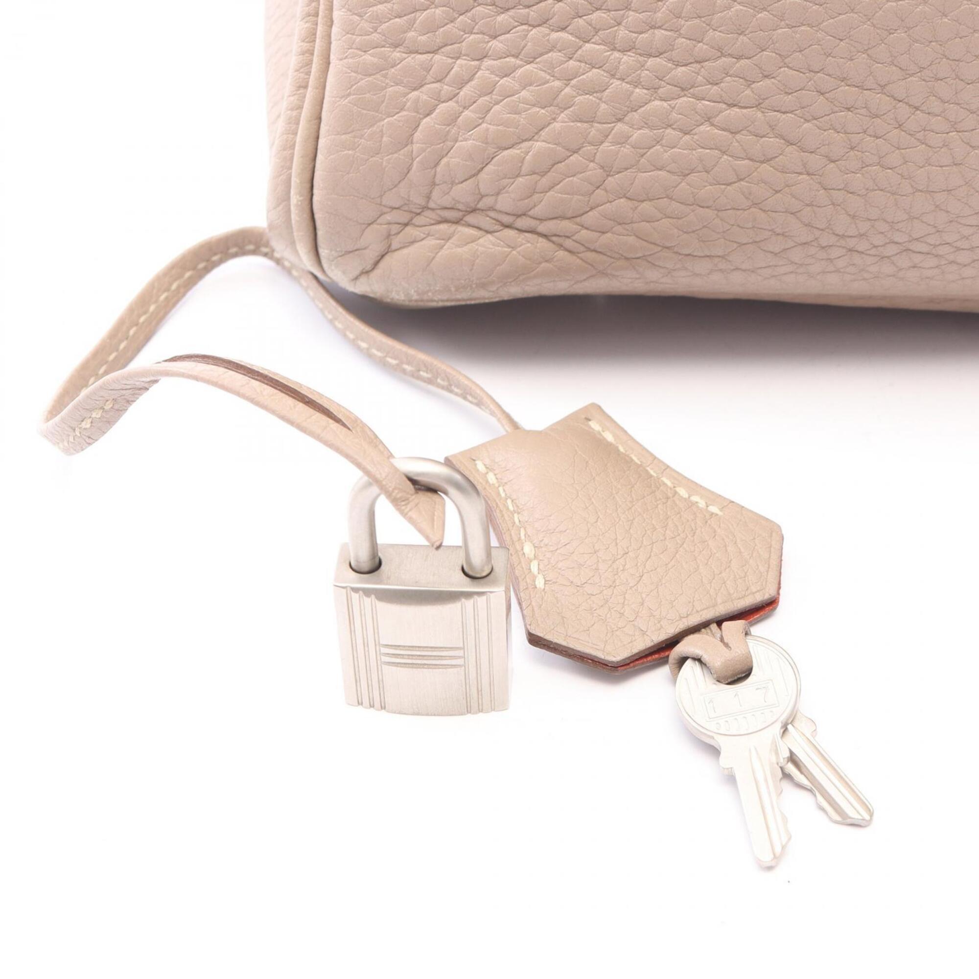 Hermes Beige Bordeaux Orange Taurillon Clemence Leather Swift Leather Handbag (Pre-Owned)
