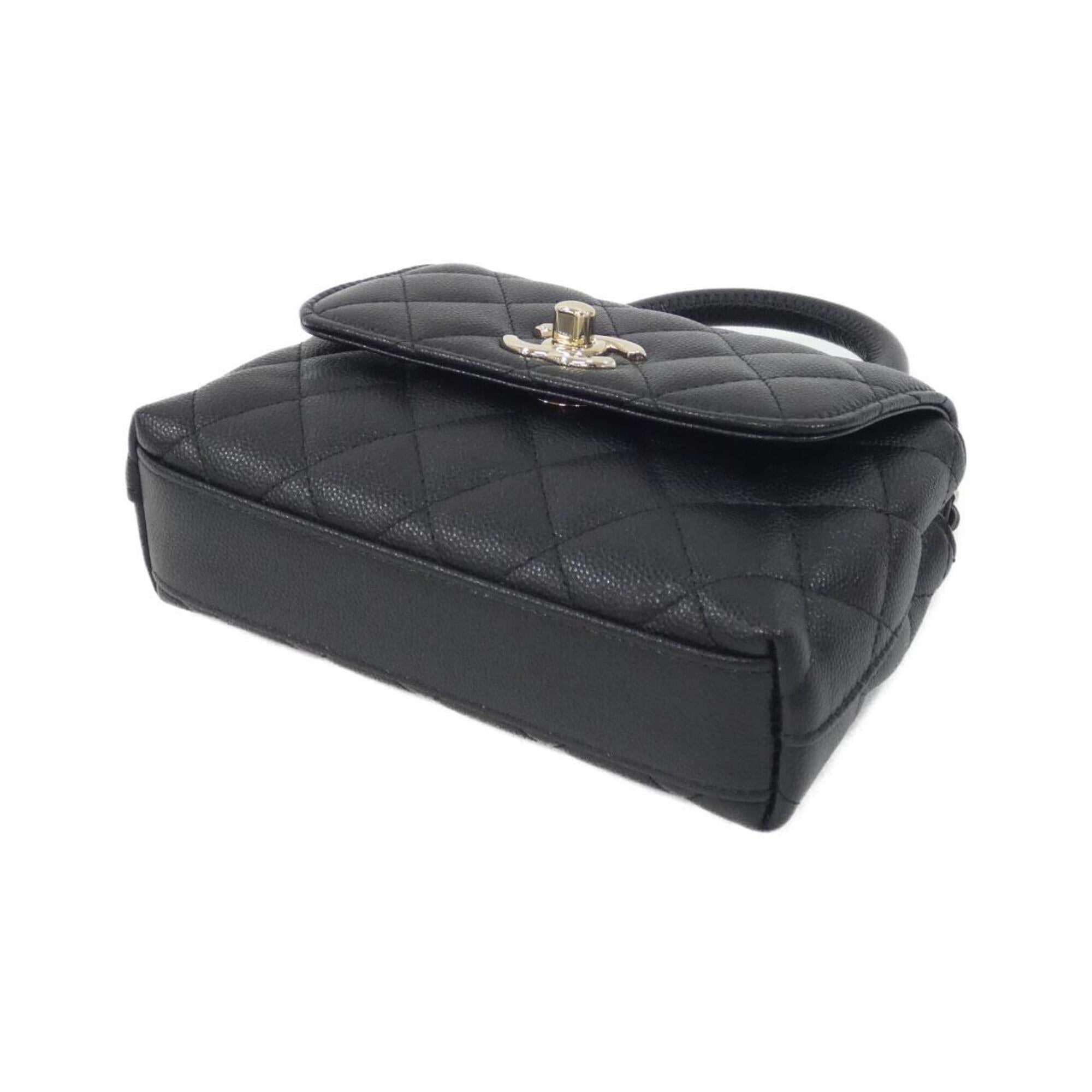 Chanel Black Grained Calfskin Handbag Shoulder Bag (Pre-Owned)