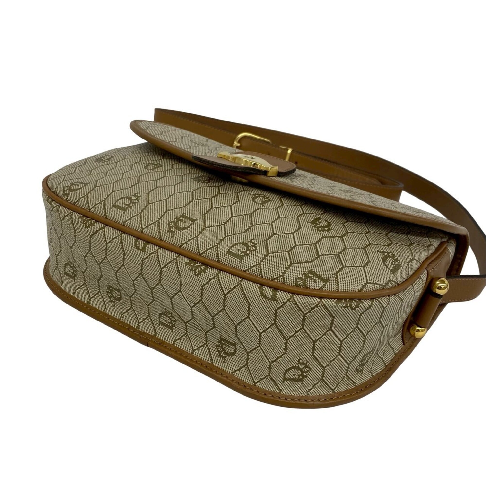 Christian Dior Beige Brown Leather Pvc Pochette Shoulder Bag (Pre-Owned)