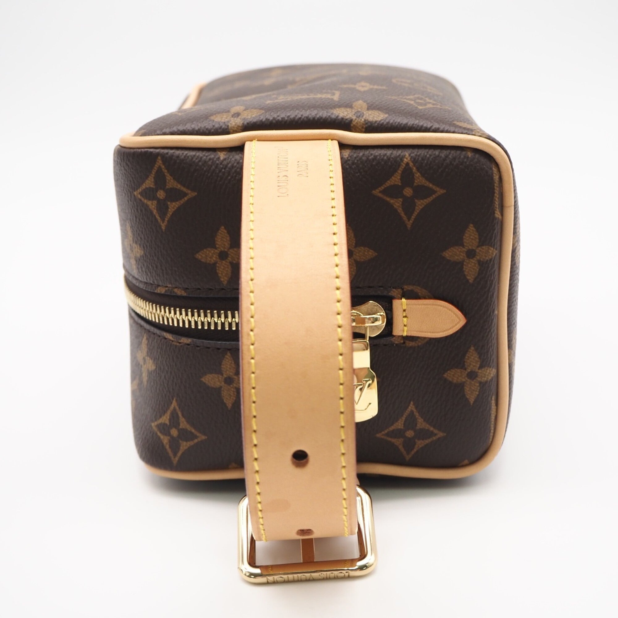 Louis Vuitton Monogram Beige Brown Coated Canvas Leather Clutch Bag (Pre-Owned)