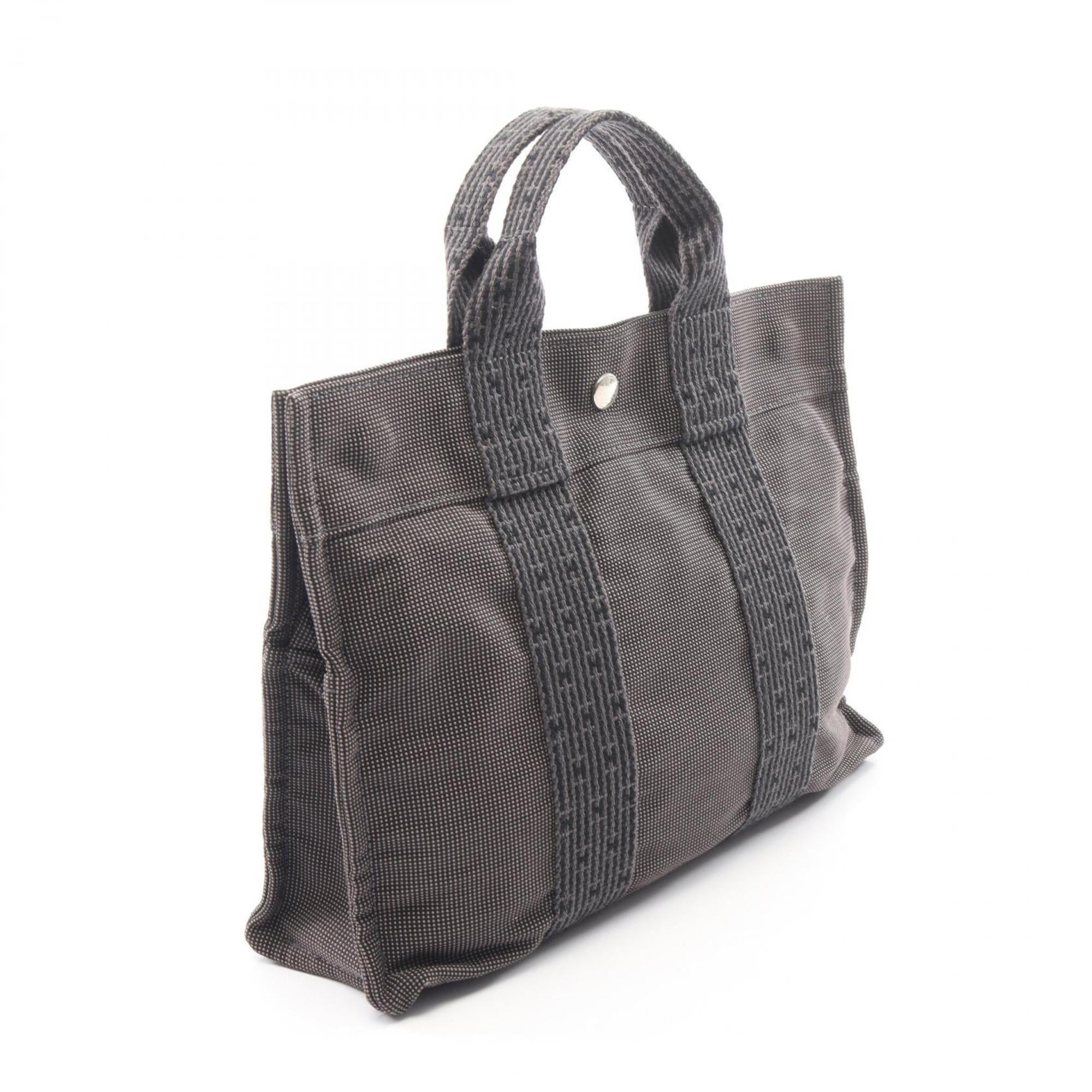 Hermes Gray Nylon Canvas Handbag Tote Bag (Pre-Owned)