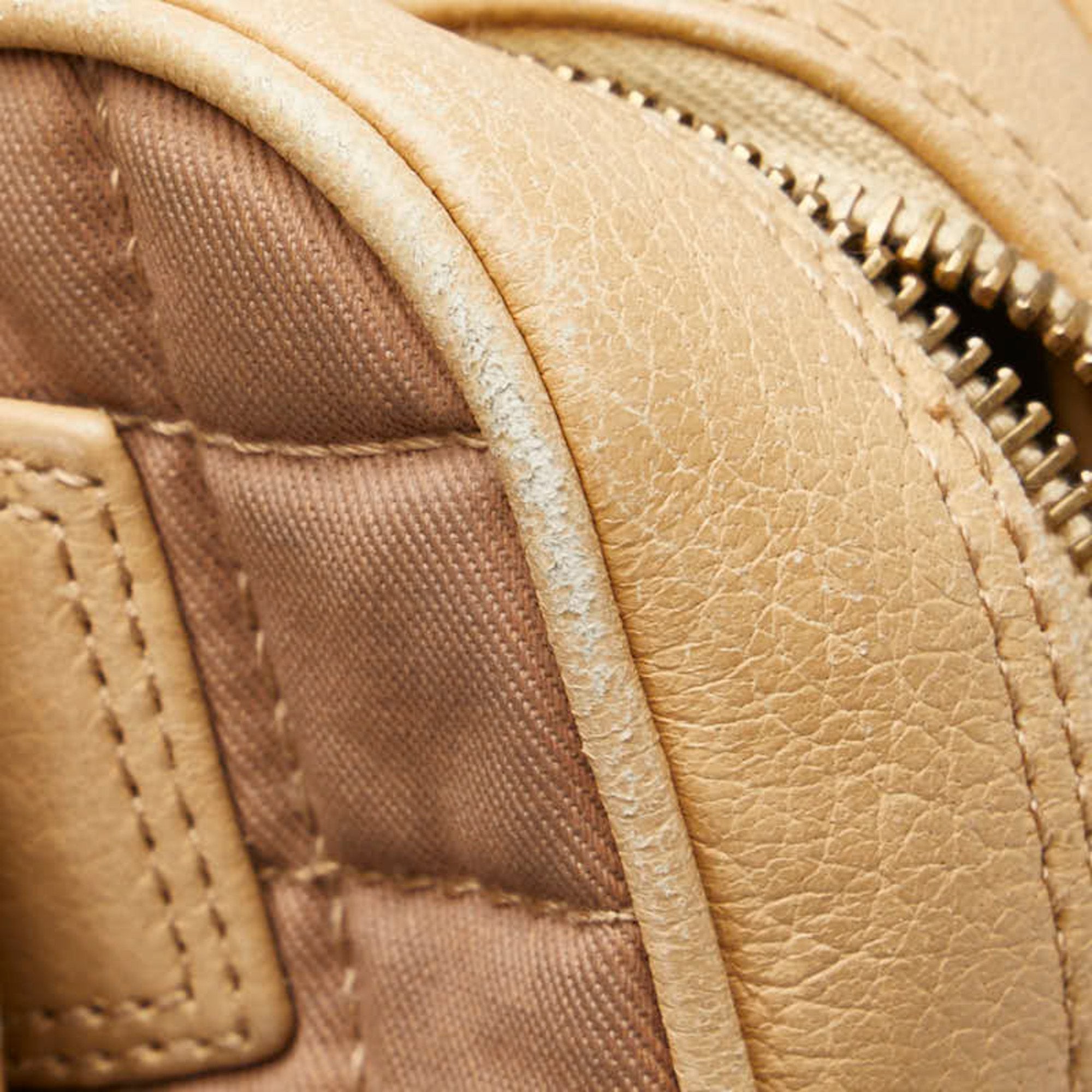 Chanel Beige Brown Canvas Leather Handbag (Pre-Owned)