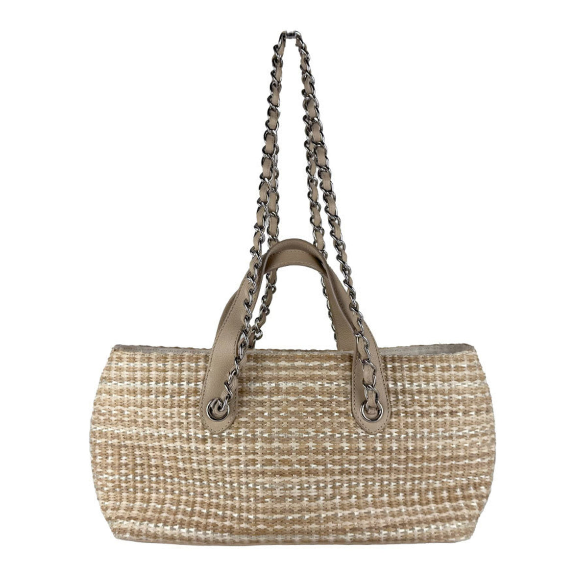 Chanel Light Beige Raffia Leather Handbag Shoulder Bag (Pre-Owned)