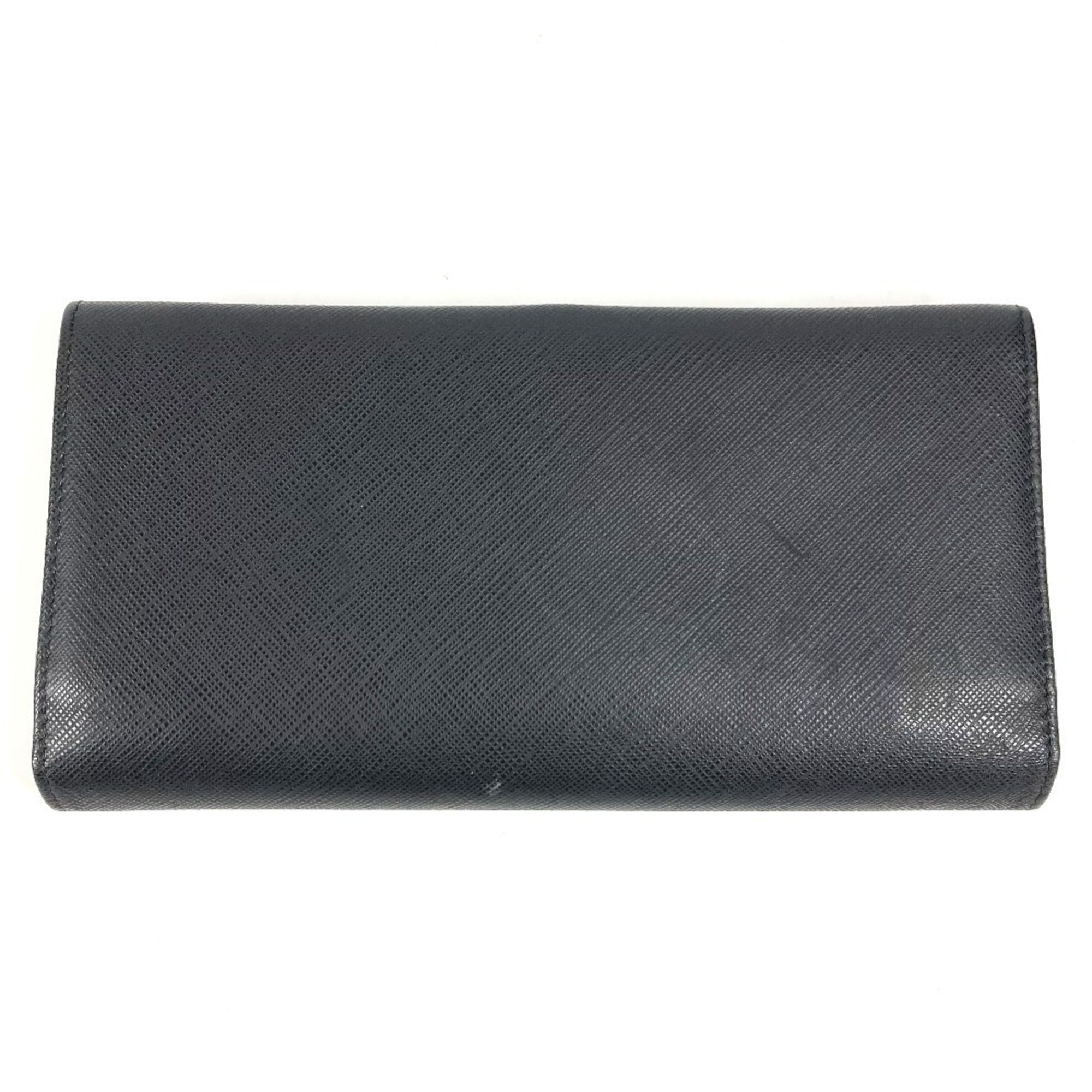 Salvatore Ferragamo Silver Black Leather Long Wallet (Bi-Fold) (Pre-Owned)