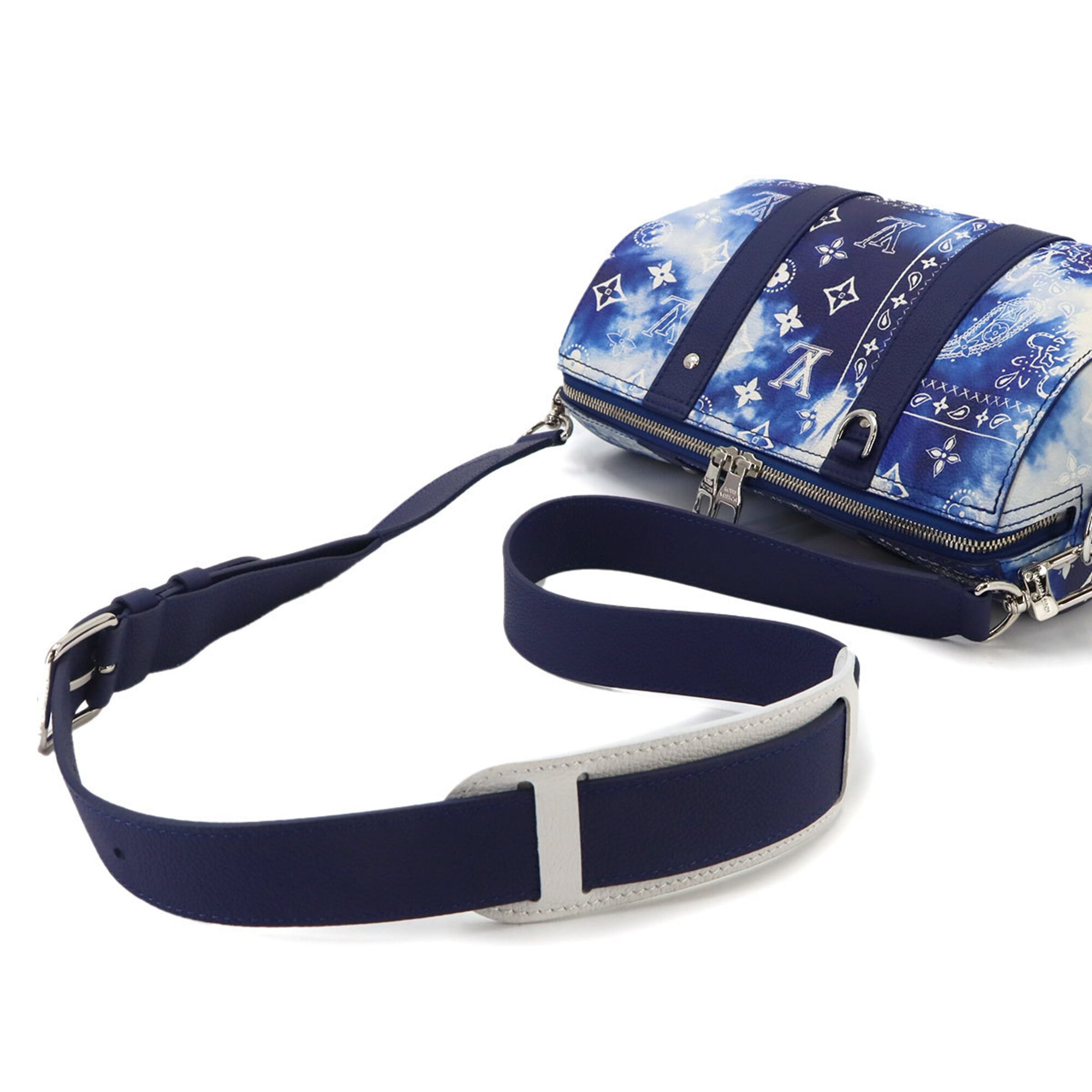 Louis Vuitton Blue White Leather Handbag Shoulder Bag (Pre-Owned)