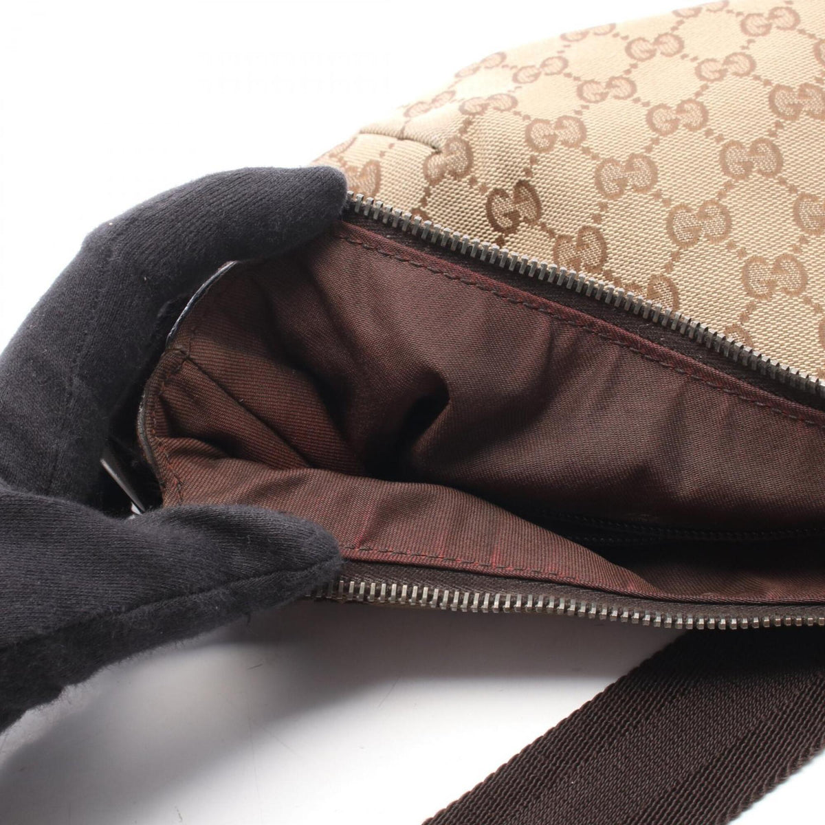 Gucci Beige Brown Canvas Leather Handbag Shoulder Bag (Pre-Owned)