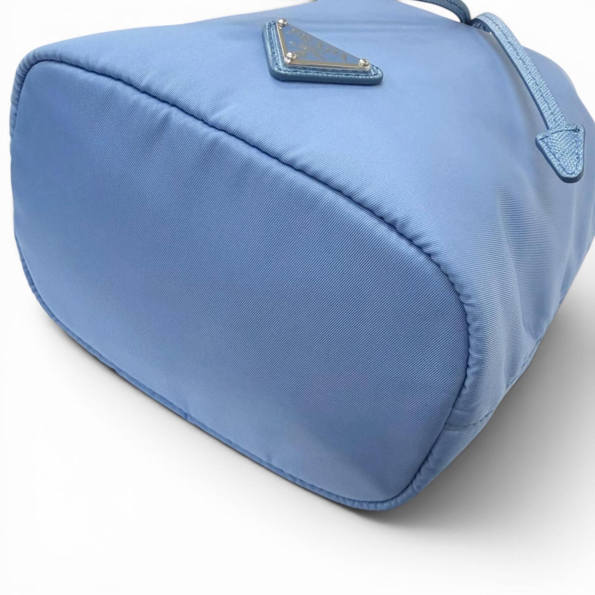 Prada Light Blue Polyamide Leather Handbag (Pre-Owned)