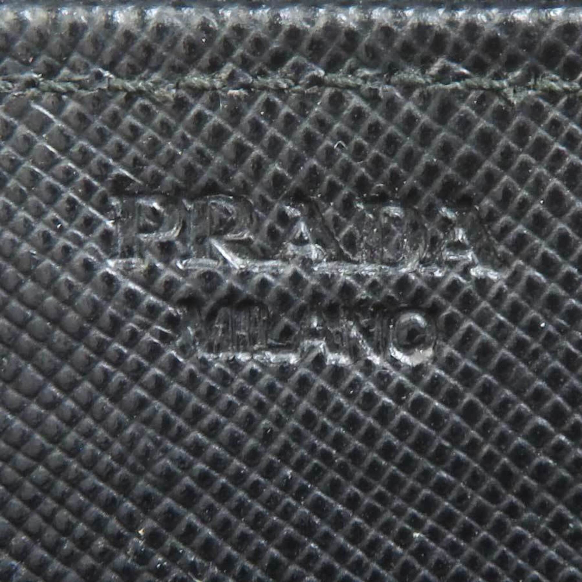 Prada Black Multi-Color Leather Long Wallet (Bi-Fold) (Pre-Owned)