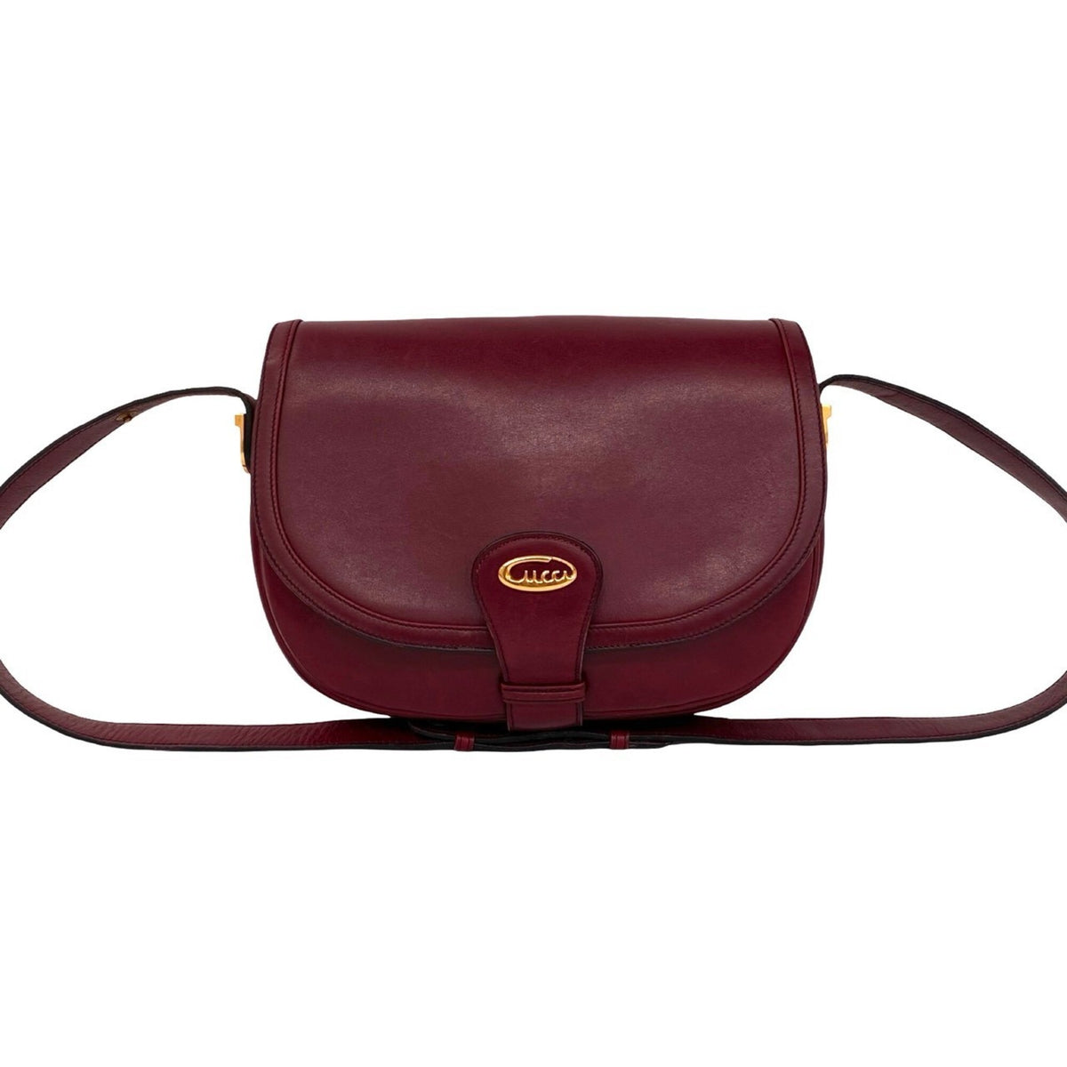 Gucci Red Color Wine Leather Pochette Shoulder Bag (Pre-Owned)
