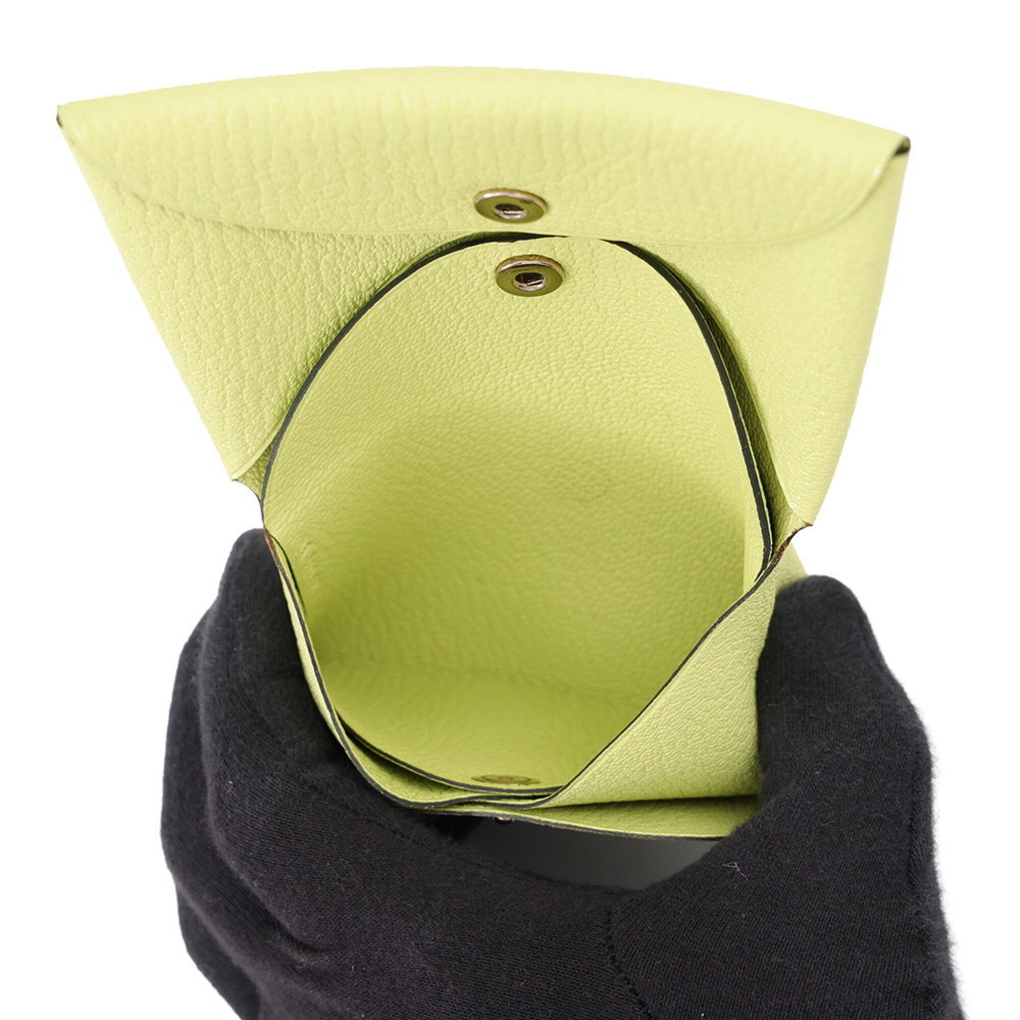 Hermes Lime Chevre Myzore Leather Coin Purse/Coin Case (Pre-Owned)