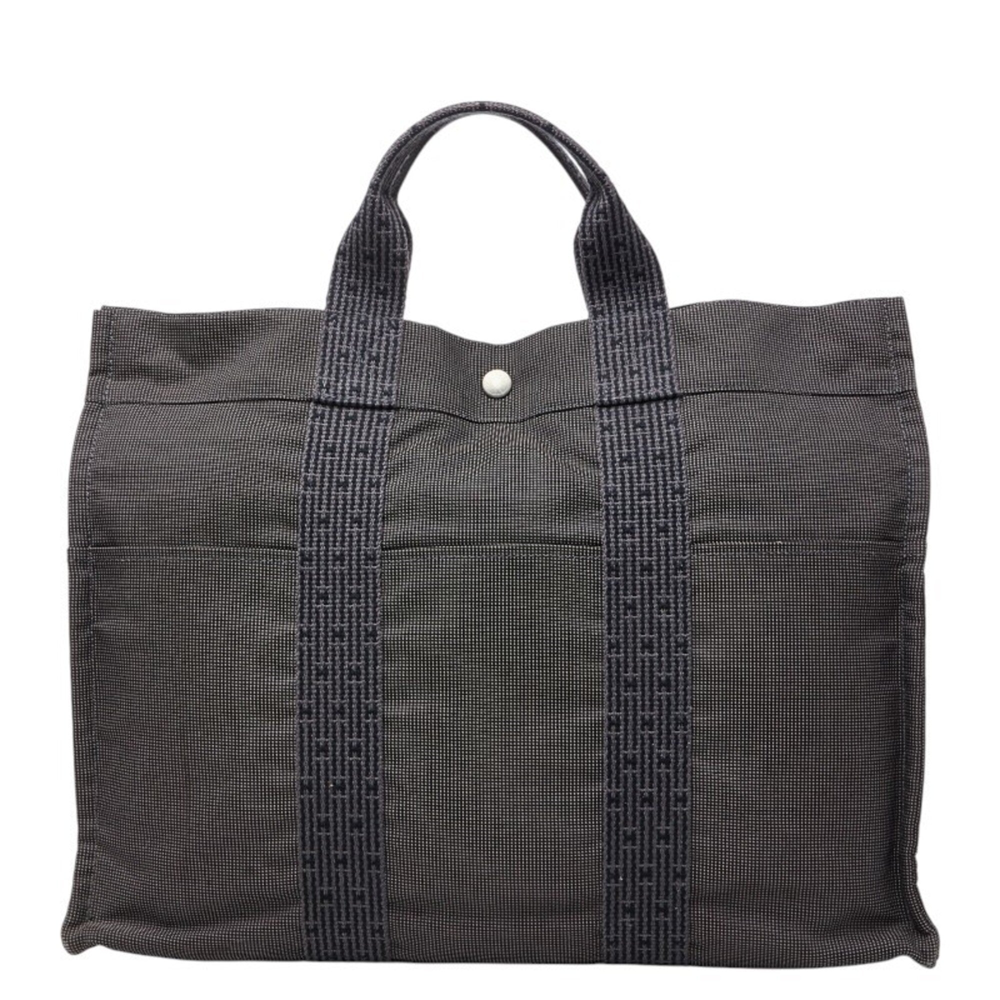 Hermes Gray Canvas Handbag Tote Bag (Pre-Owned)