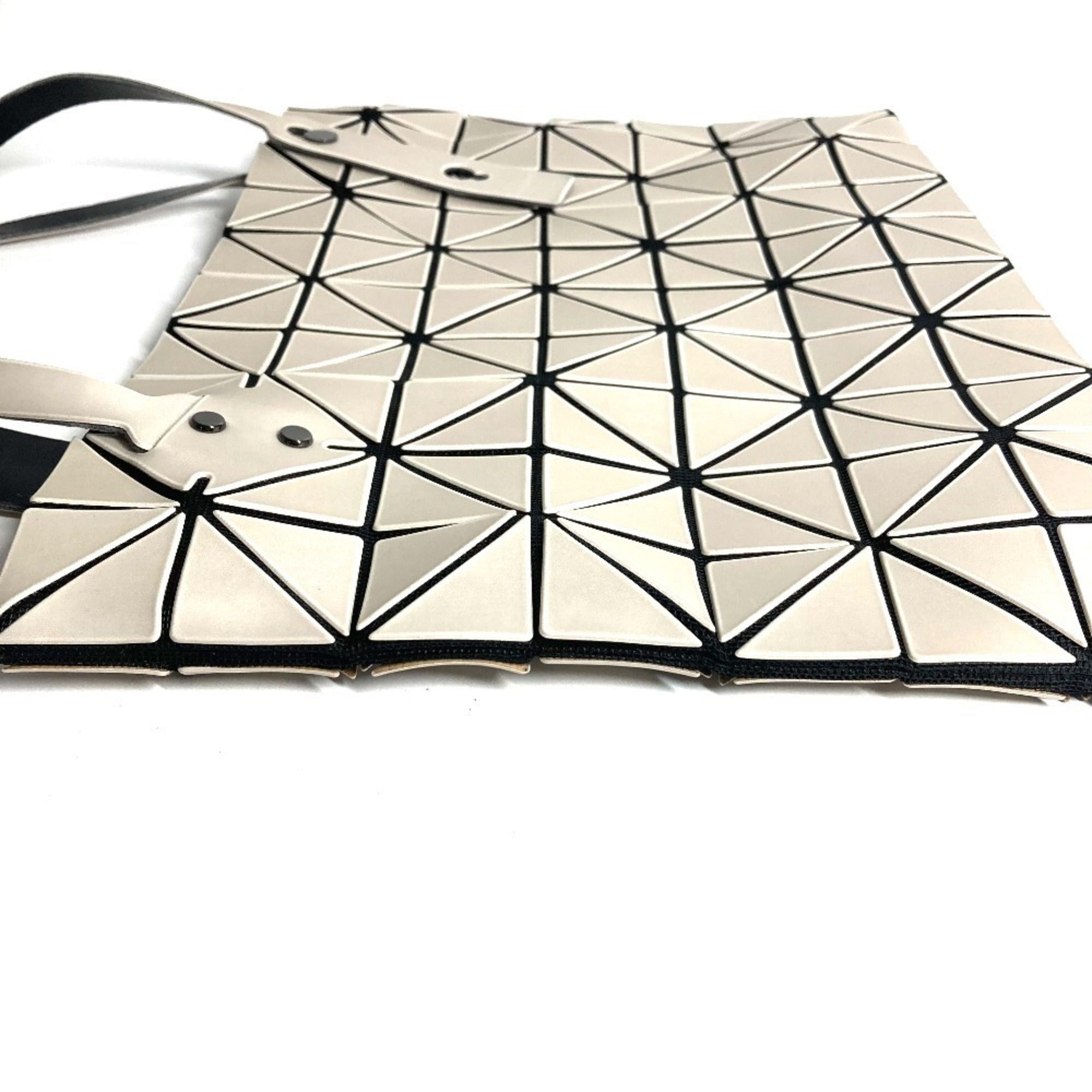 Issey Miyake Beige Black Leather Pvc Shoulder Bag Tote Bag (Pre-Owned)