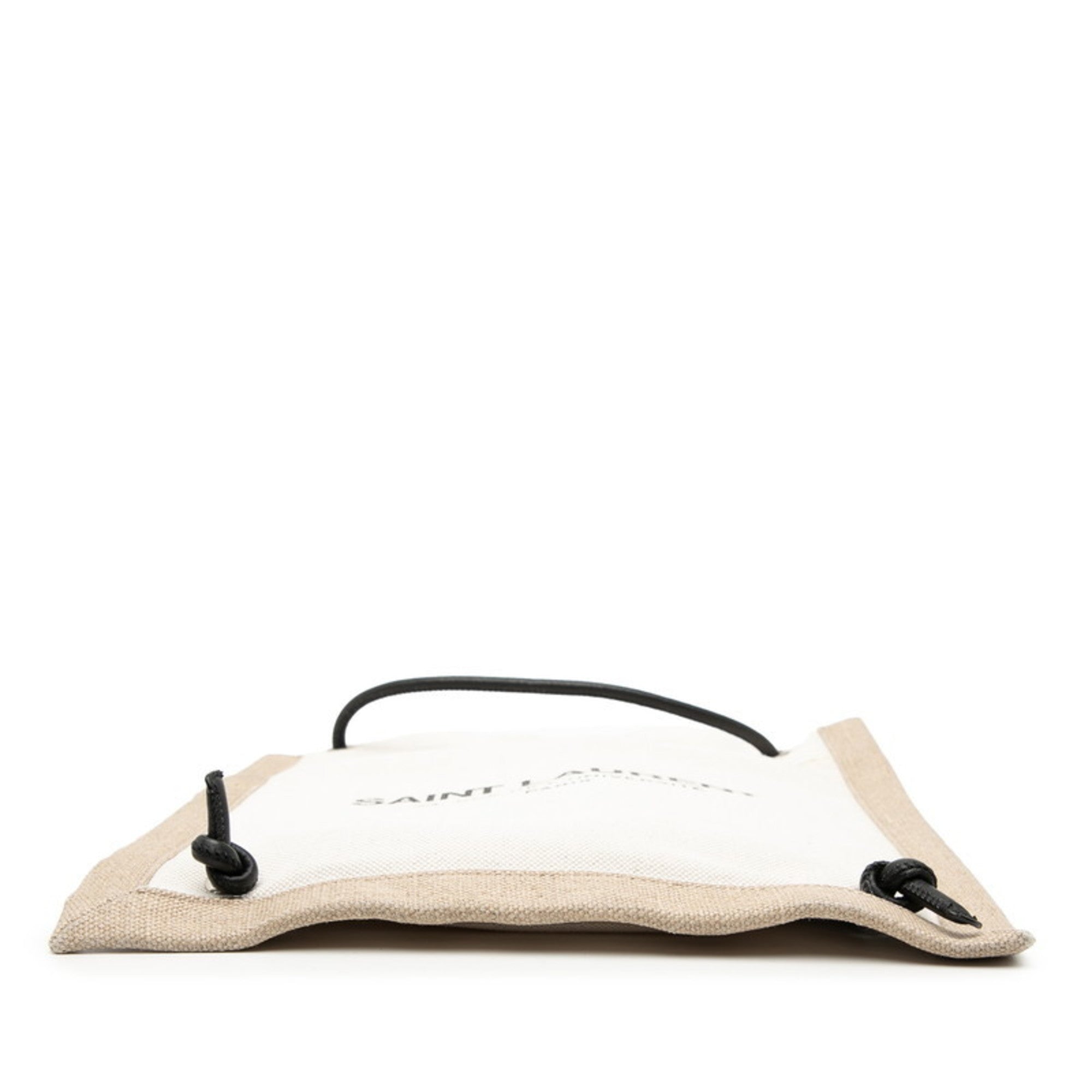 Saint Laurent Beige White Canvas Shoulder Bag (Pre-Owned)