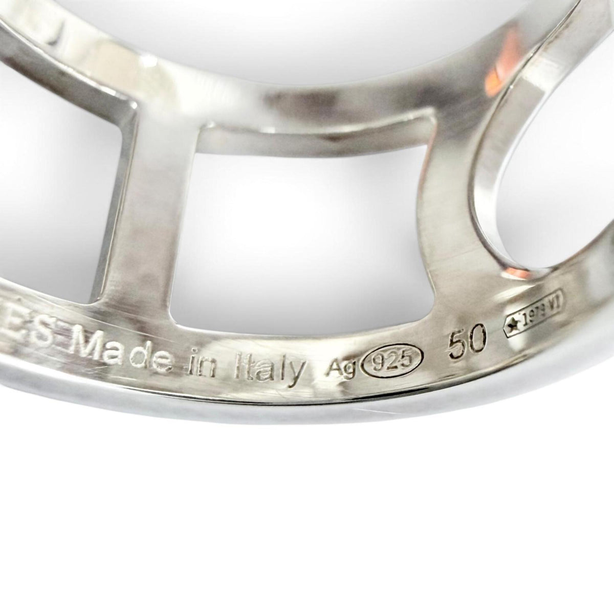 Hermes Silver Silver 925 Band Ring (Pre-Owned)