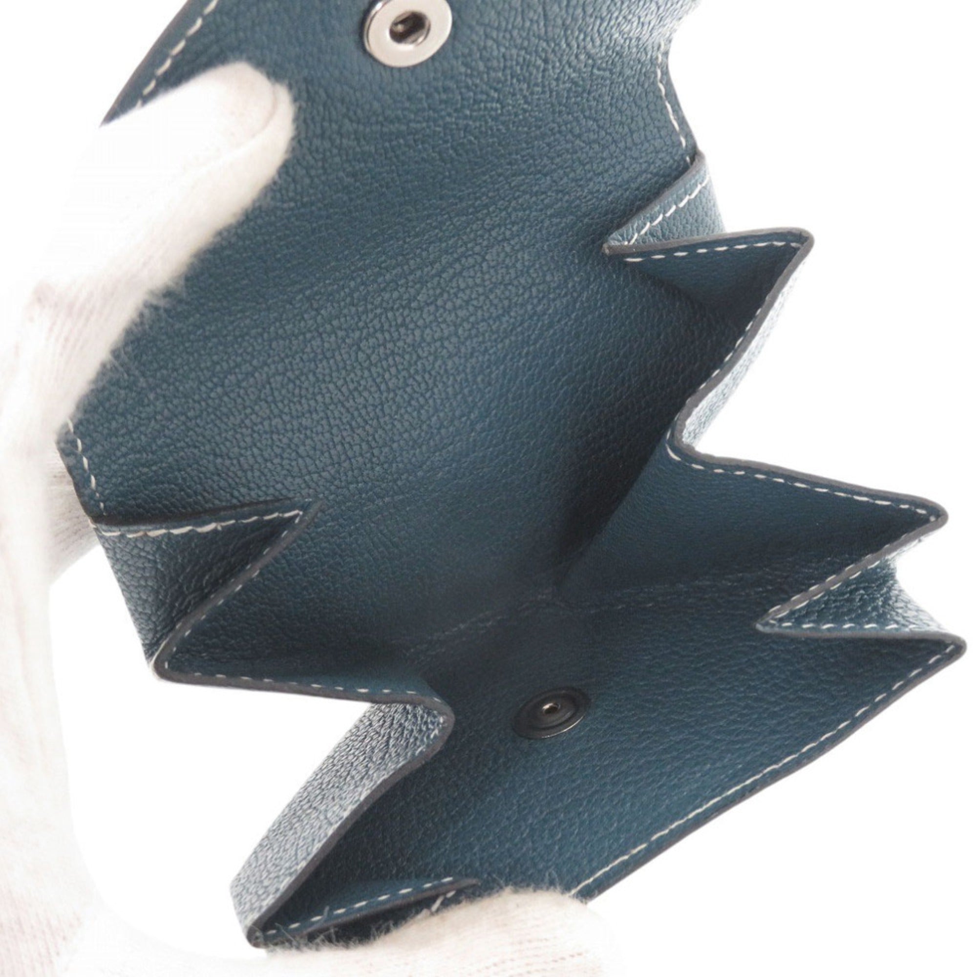 Hermes Blue Chevre Leather Coin Purse/Coin Case (Pre-Owned)