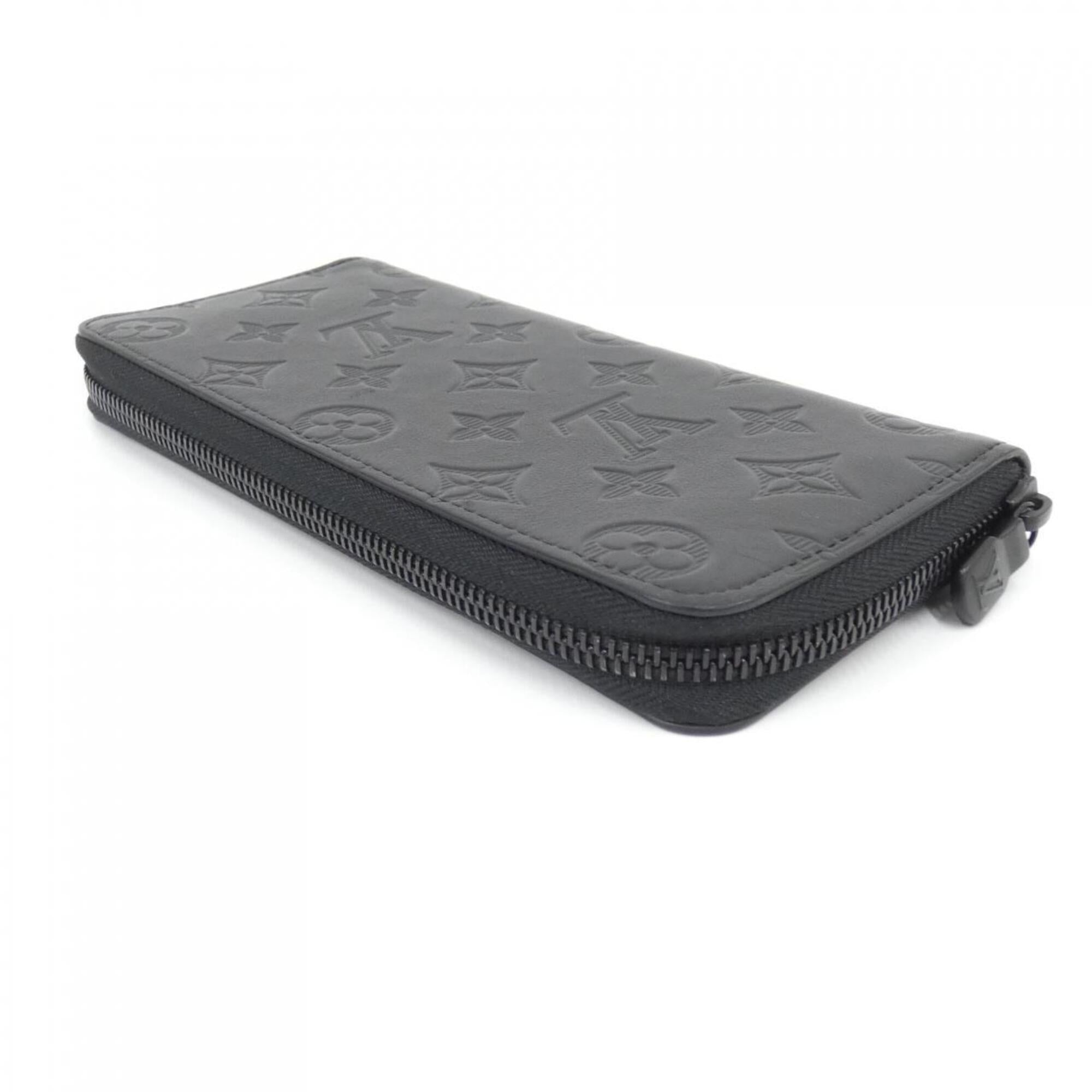 Louis Vuitton Monogram Shadow Black Leather Long Wallet (Bi-Fold) (Pre-Owned)
