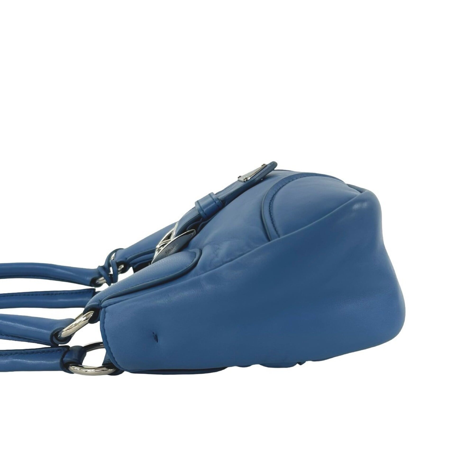 Prada Blue Leather Handbag Pochette Shoulder Bag (Pre-Owned)
