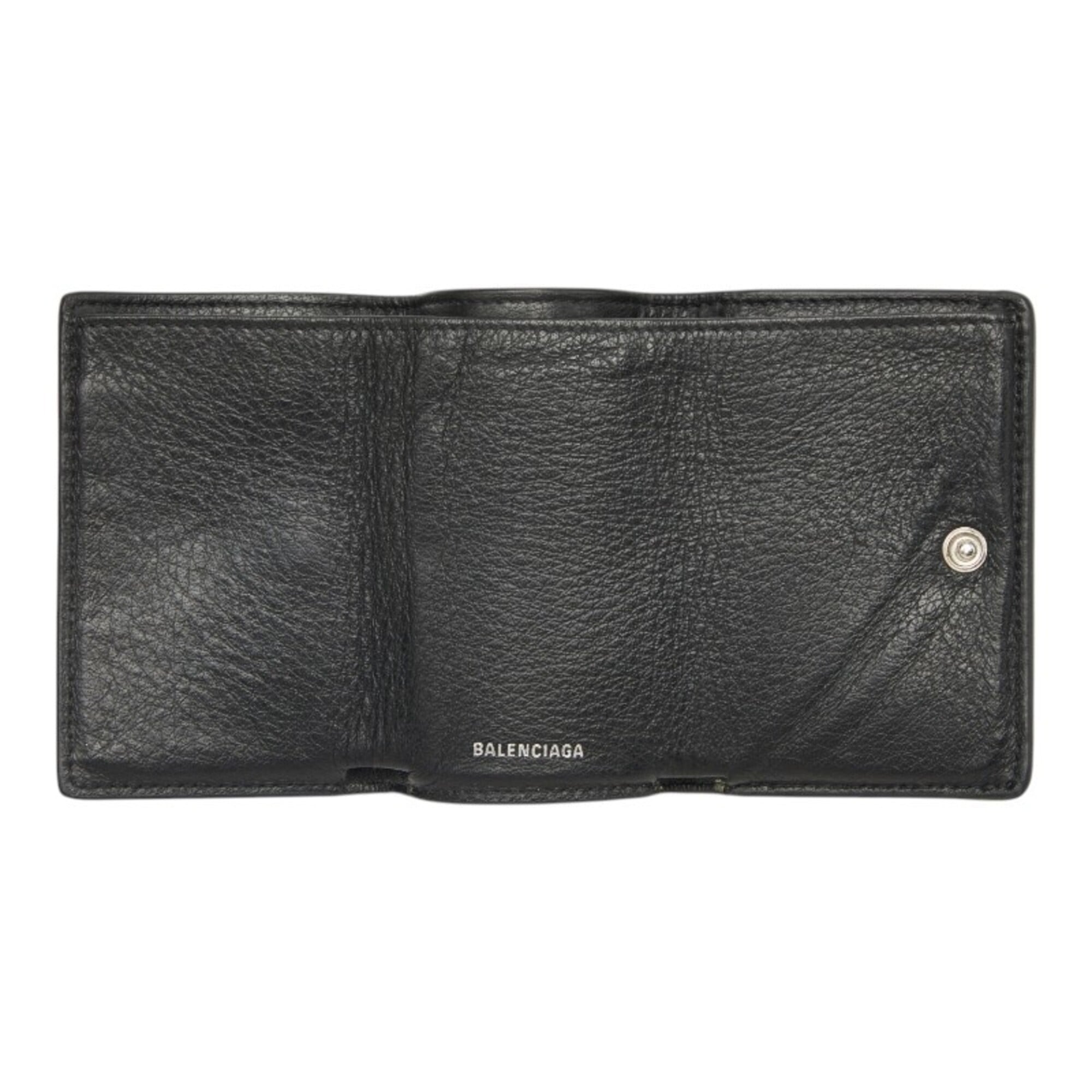 Balenciaga Silver Black Red Color Leather Wallet (Tri-Fold) (Pre-Owned)
