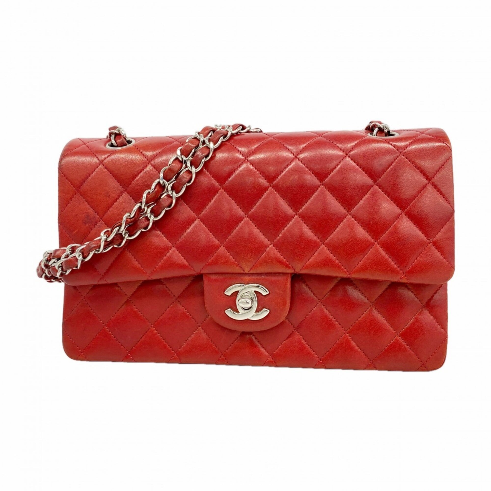 Chanel Red Color Leather Shoulder Bag (Pre-Owned)