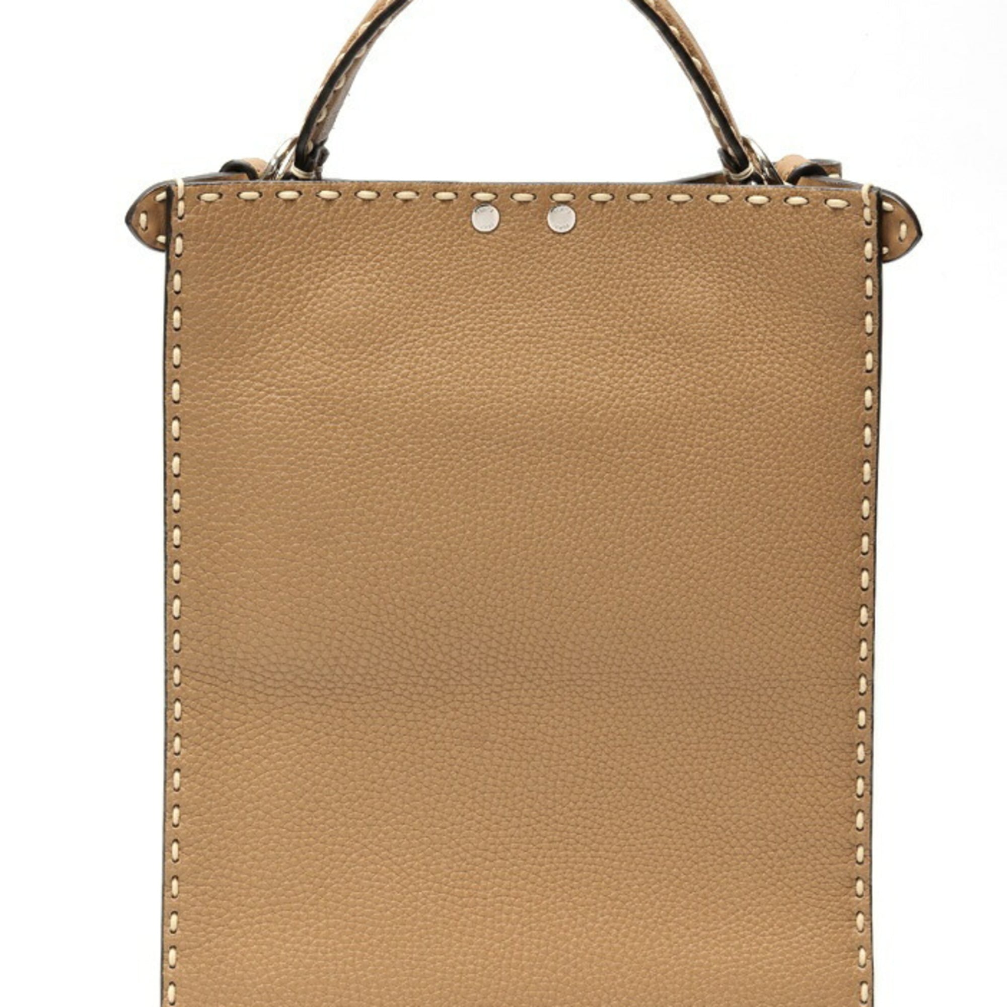 Fendi Brown Leather Handbag Shoulder Bag (Pre-Owned)
