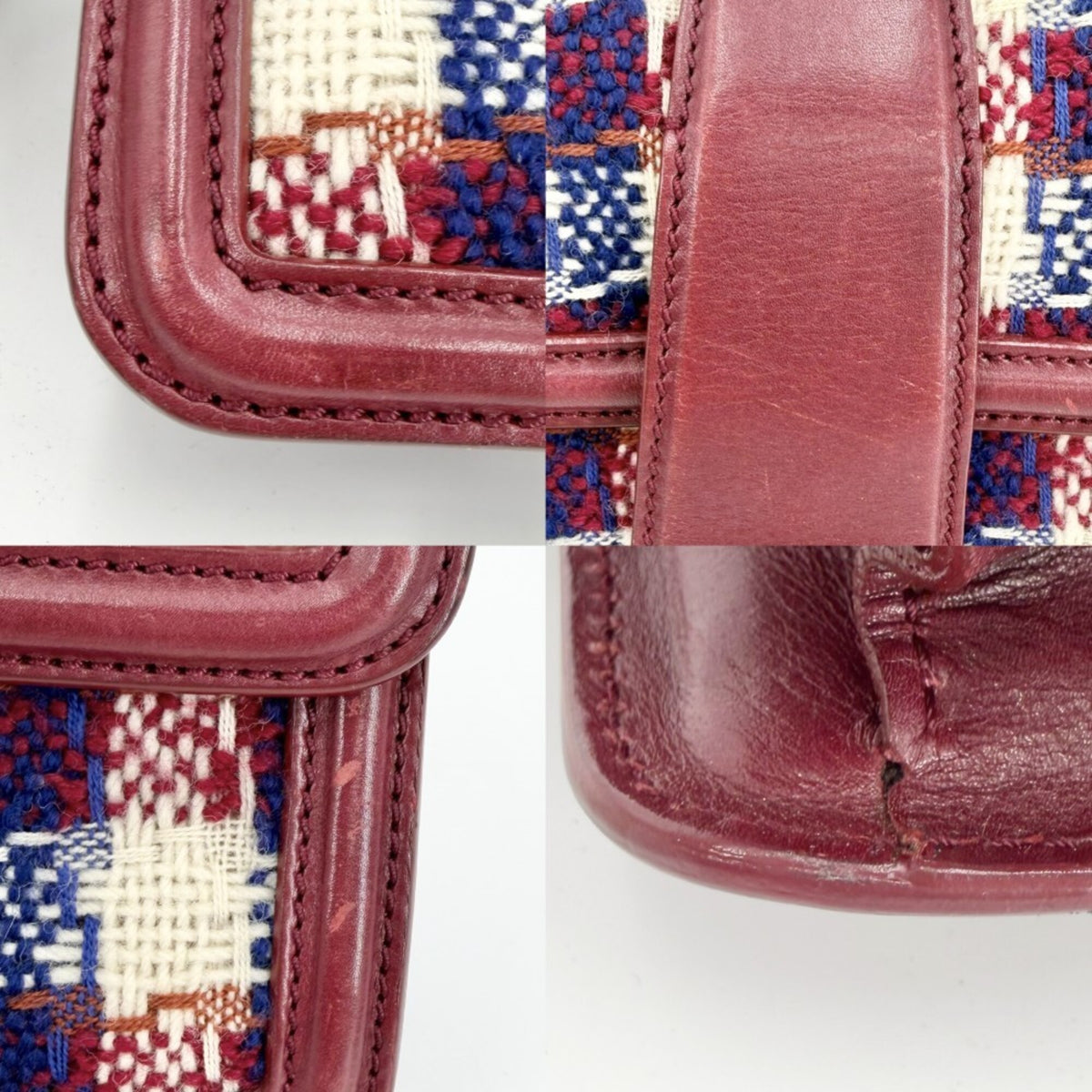 Chanel Red Color Tweed Leather Handbag Shoulder Bag (Pre-Owned)