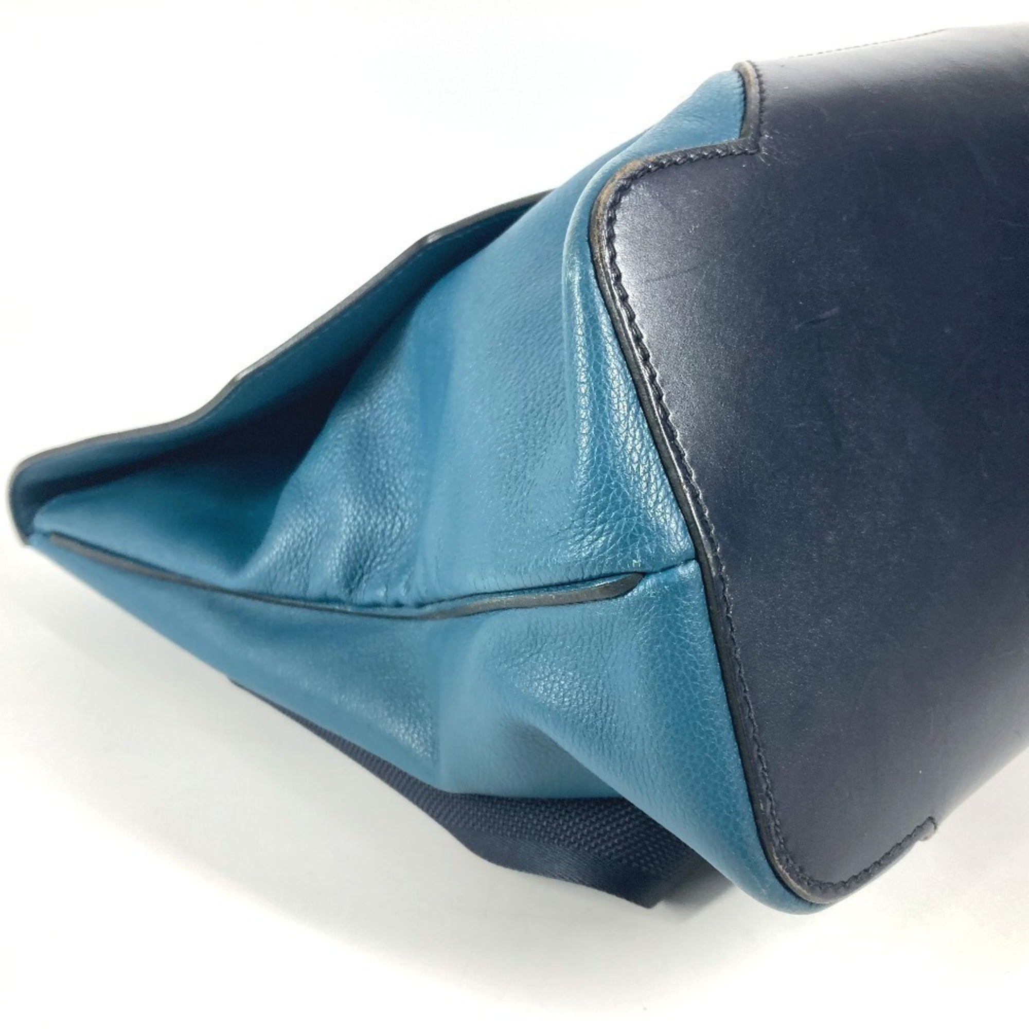 Hermes Blue Navy Leather Messenger Bag Shoulder Bag (Pre-Owned)