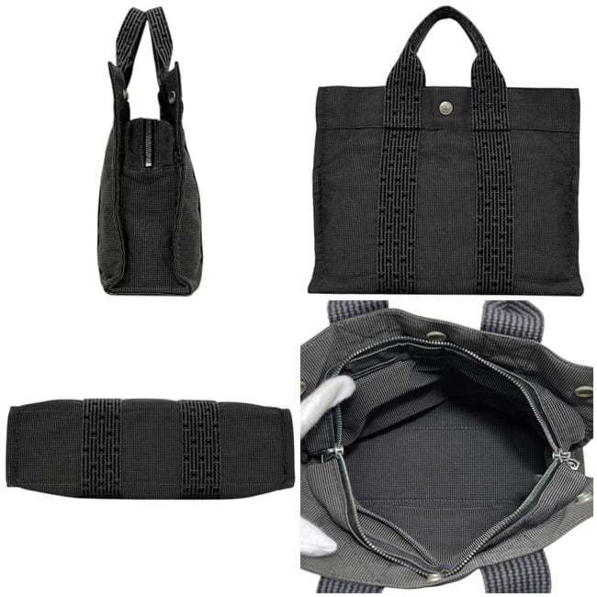 Hermes Gray Canvas Handbag Tote Bag (Pre-Owned)