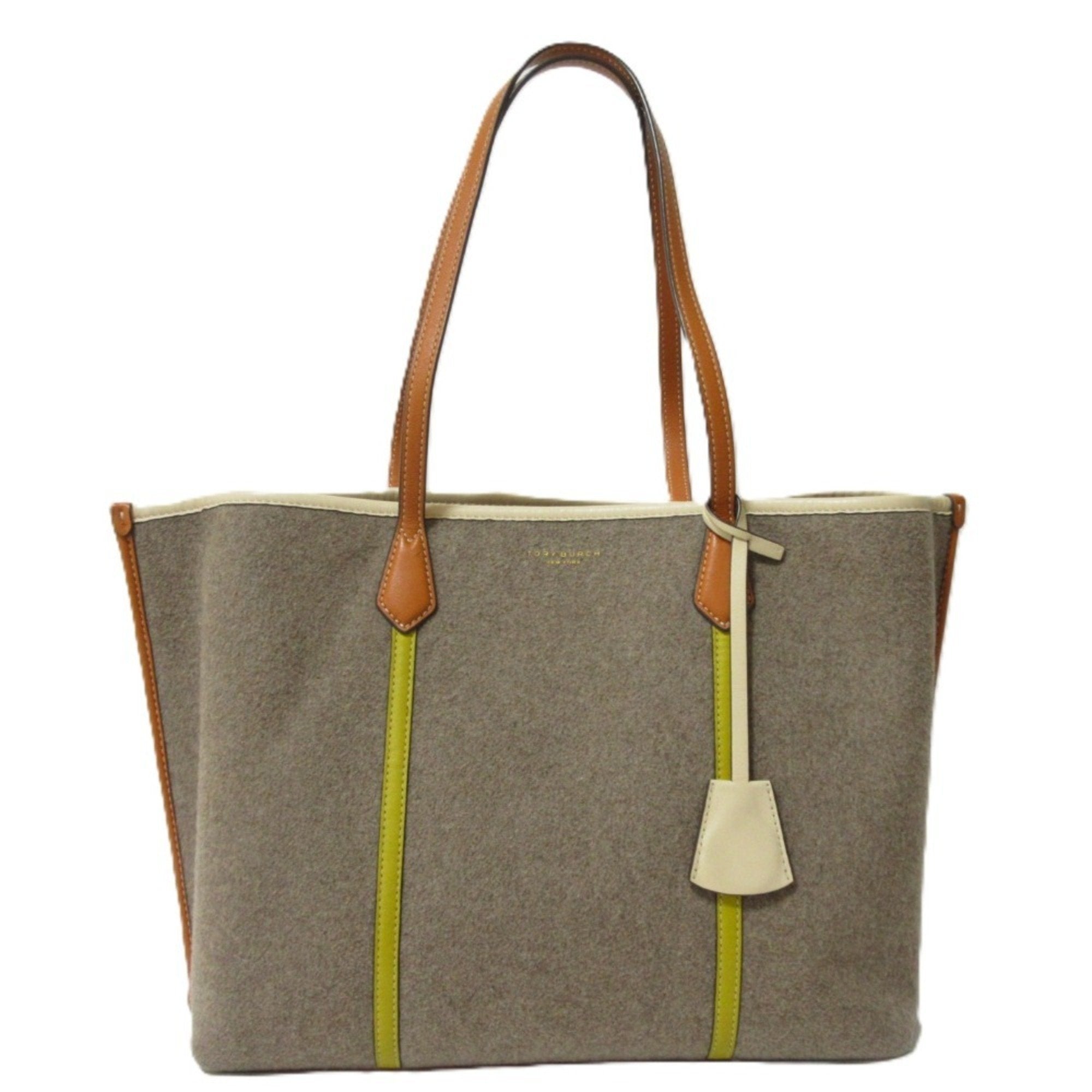Tory Burch Brown Grayish Yellow Shoulder Bag Tote Bag (Pre-Owned)
