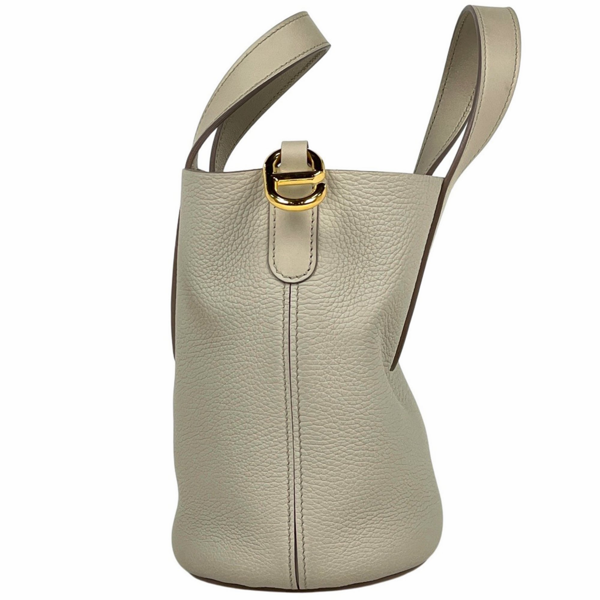 Hermes Ivory Taurillon Clemence Leather Handbag (Pre-Owned)