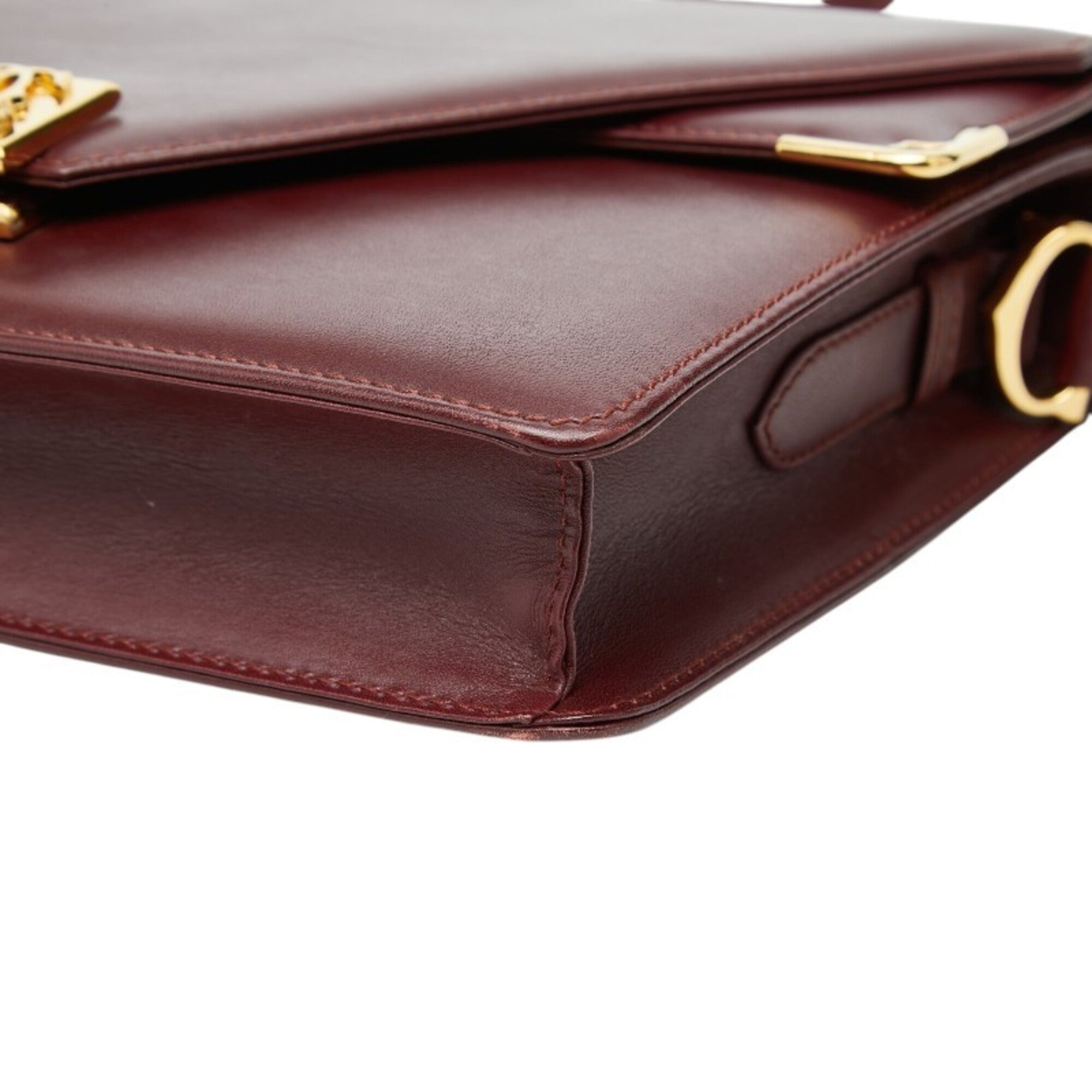 Cartier Must Bordeaux Wine Red Leather Shoulder Bag (Pre-Owned)