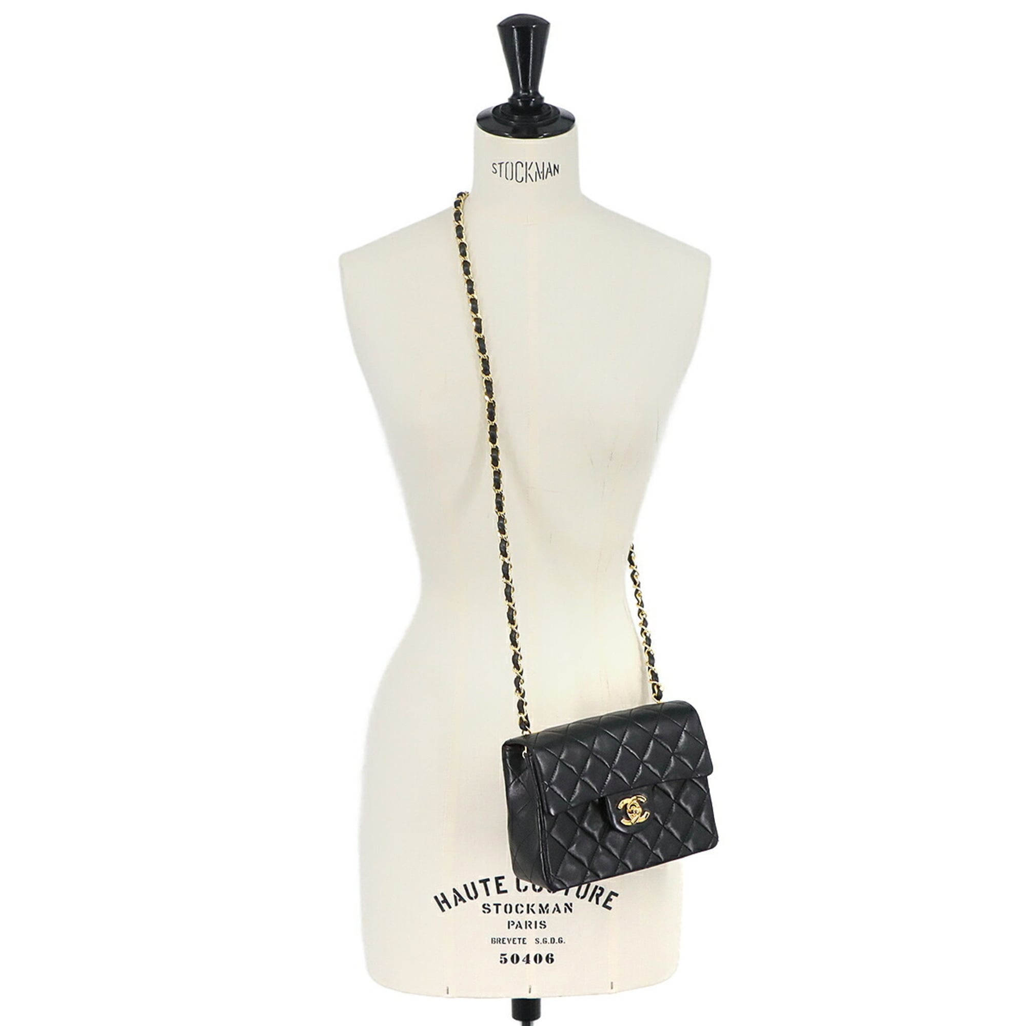 Chanel Black Leather Handbag Shoulder Bag (Pre-Owned)