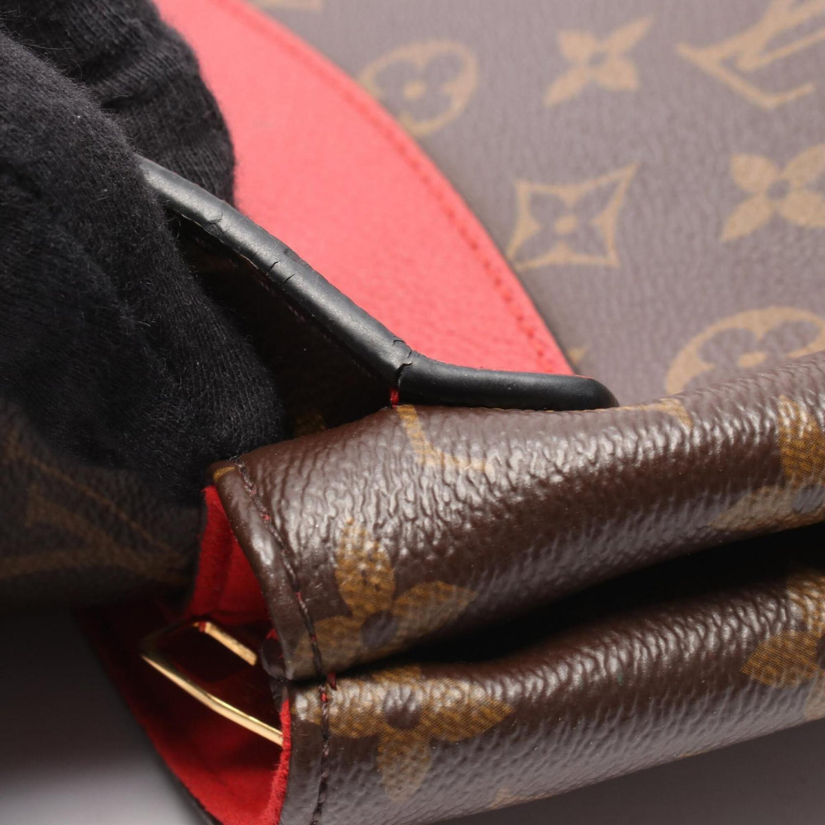 Louis Vuitton Brown Cerise Red Color Coated Canvas Leather Handbag Shoulder Bag (Pre-Owned)