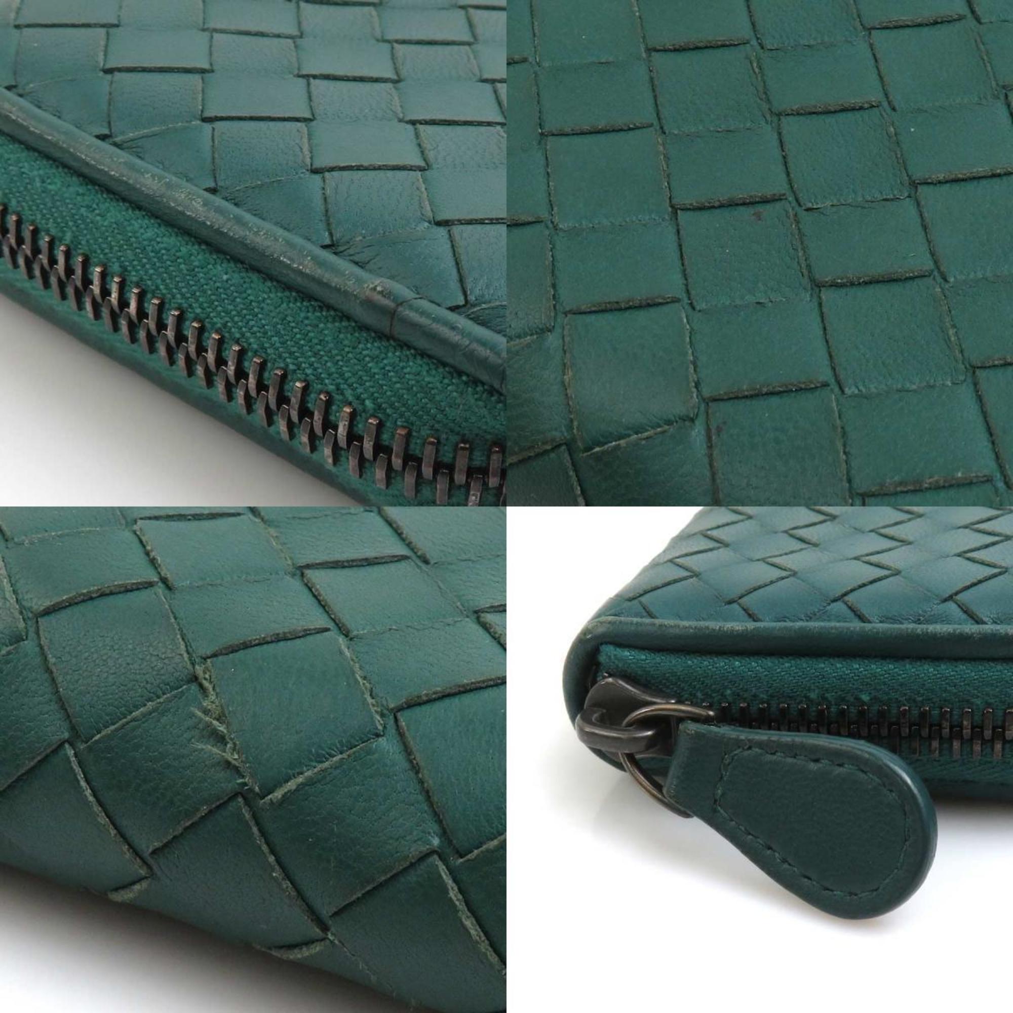 Bottega Veneta Dark Green Intrecciato Coin Purse/Coin Case (Pre-Owned)