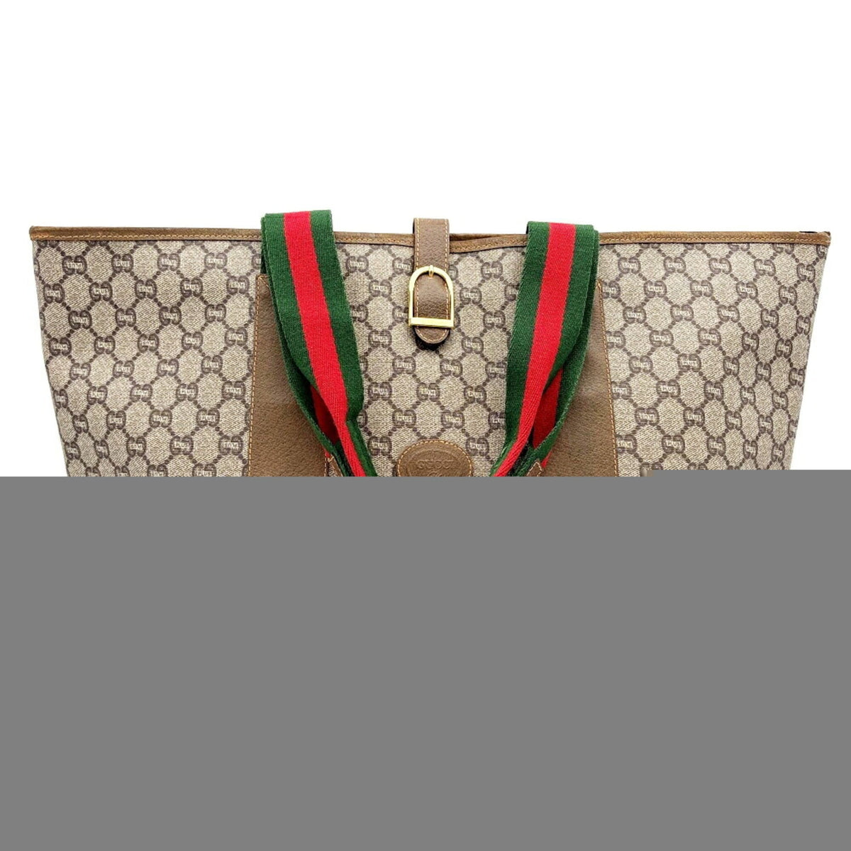 Gucci Beige Brown Green Red Color Pvc Leather Shoulder Bag Tote Bag (Pre-Owned)
