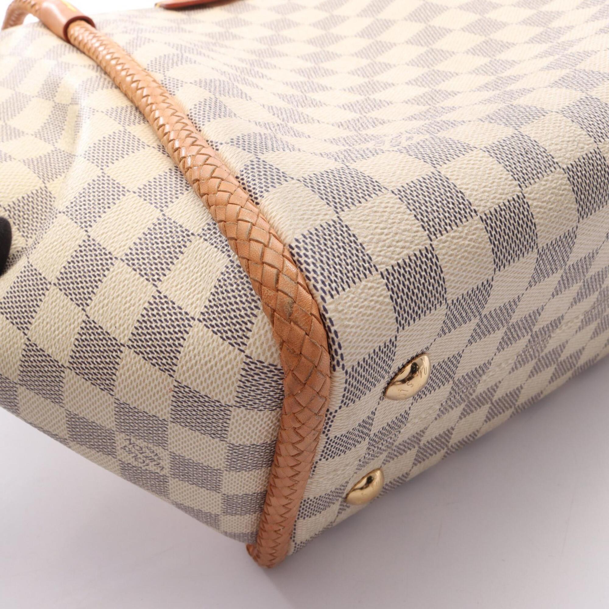 Louis Vuitton Damier Azur White Coated Canvas Leather Tote Bag (Pre-Owned)