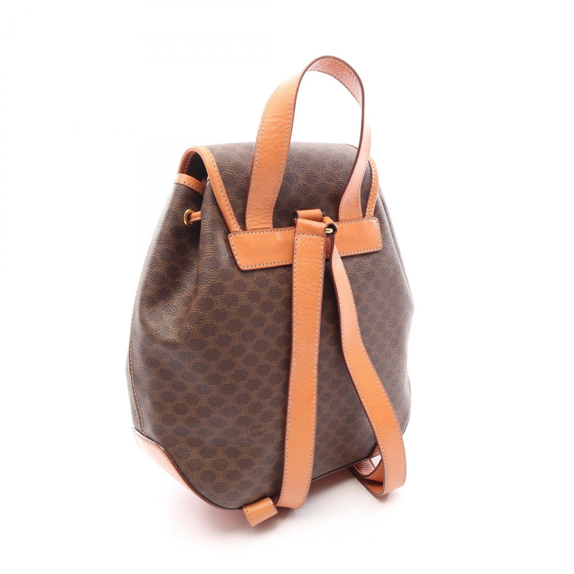 Celine Brown Coated Canvas Pvc Leather Backpack Handbag (Pre-Owned)