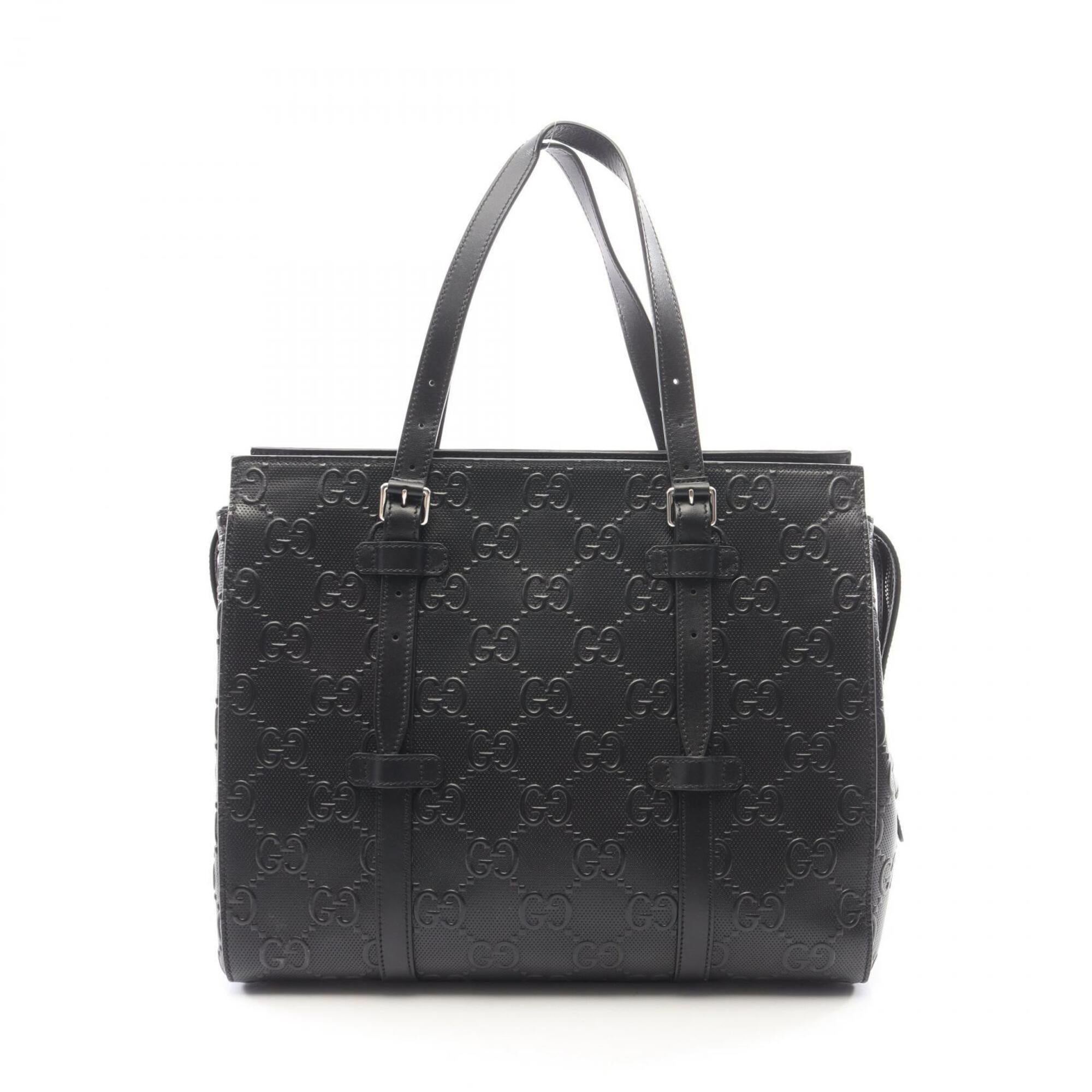 Gucci Black Leather Handbag Tote Bag (Pre-Owned)
