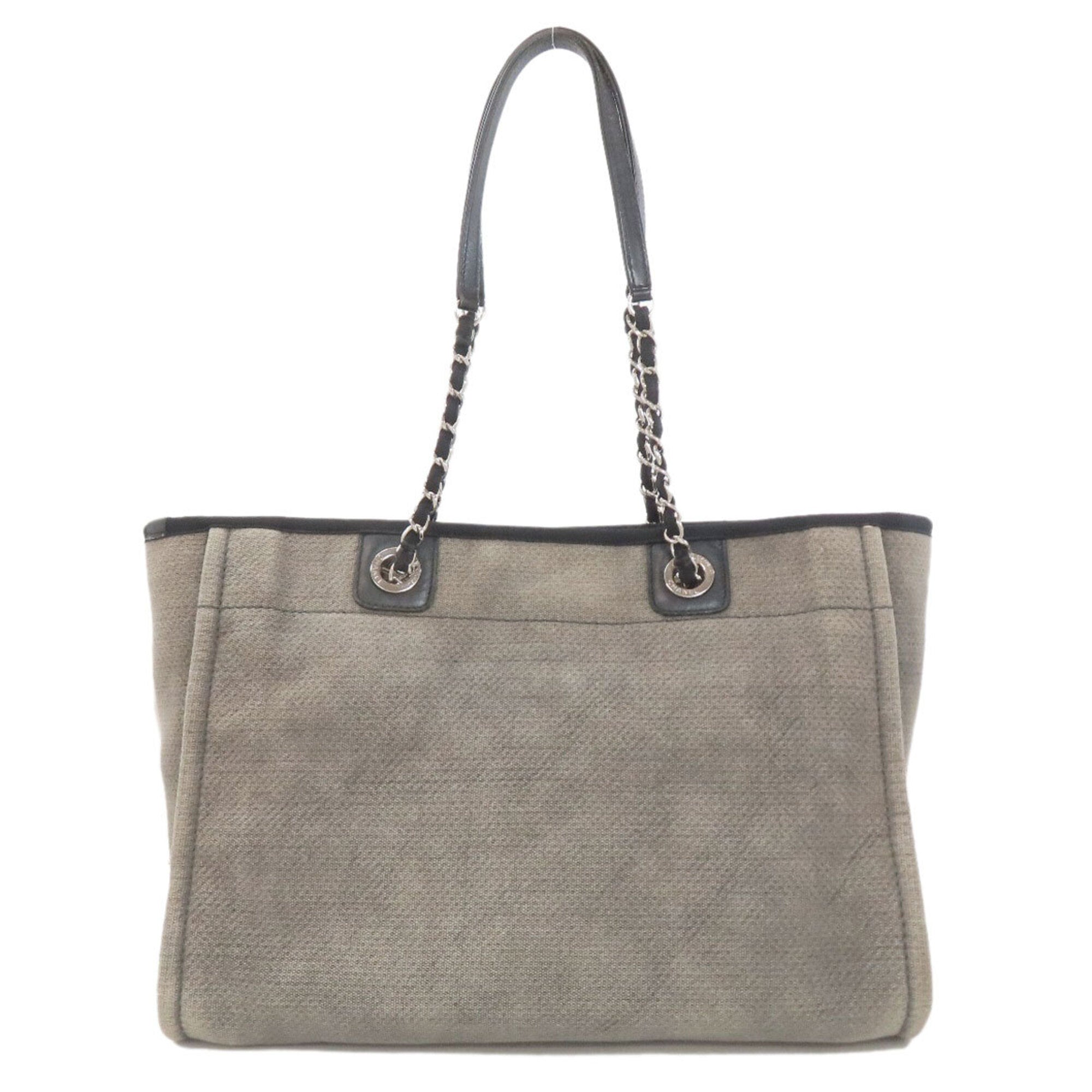Chanel Gray Leather Tote Bag (Pre-Owned)